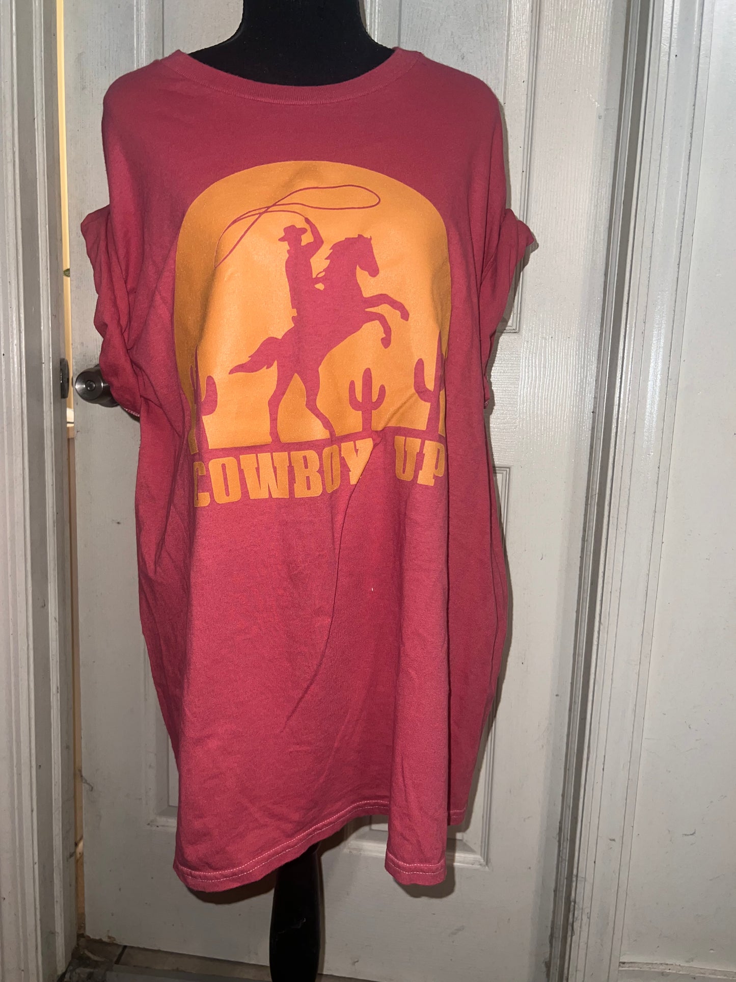 Cowboy Up Oversized Distressed Tee