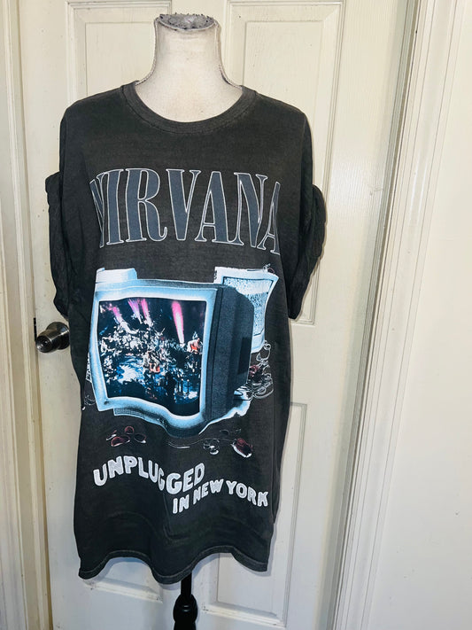 Nirvana Double Sided Oversized Distressed Tee