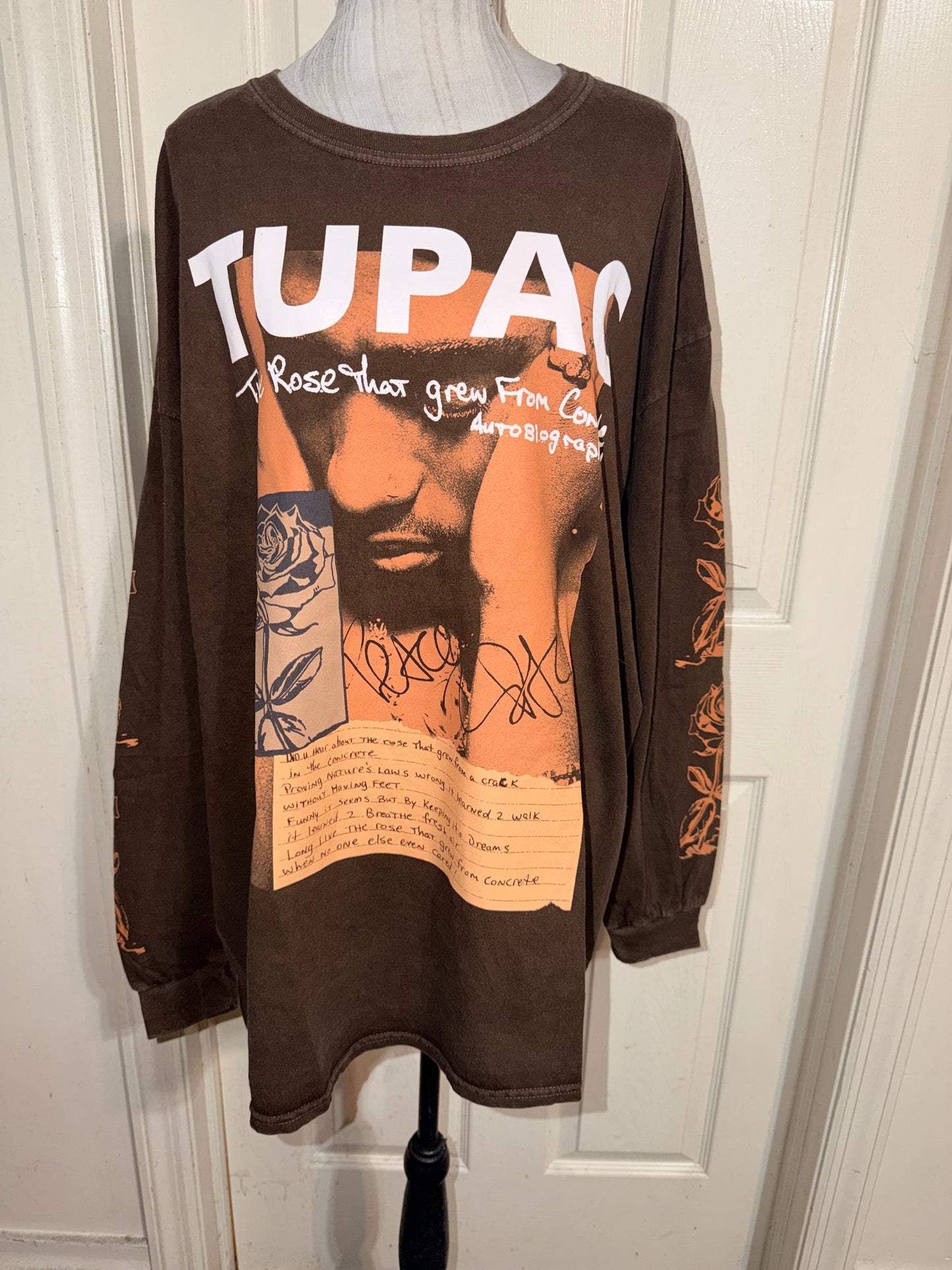 Tupac Oversized Distressed Long Sleeve Tee
