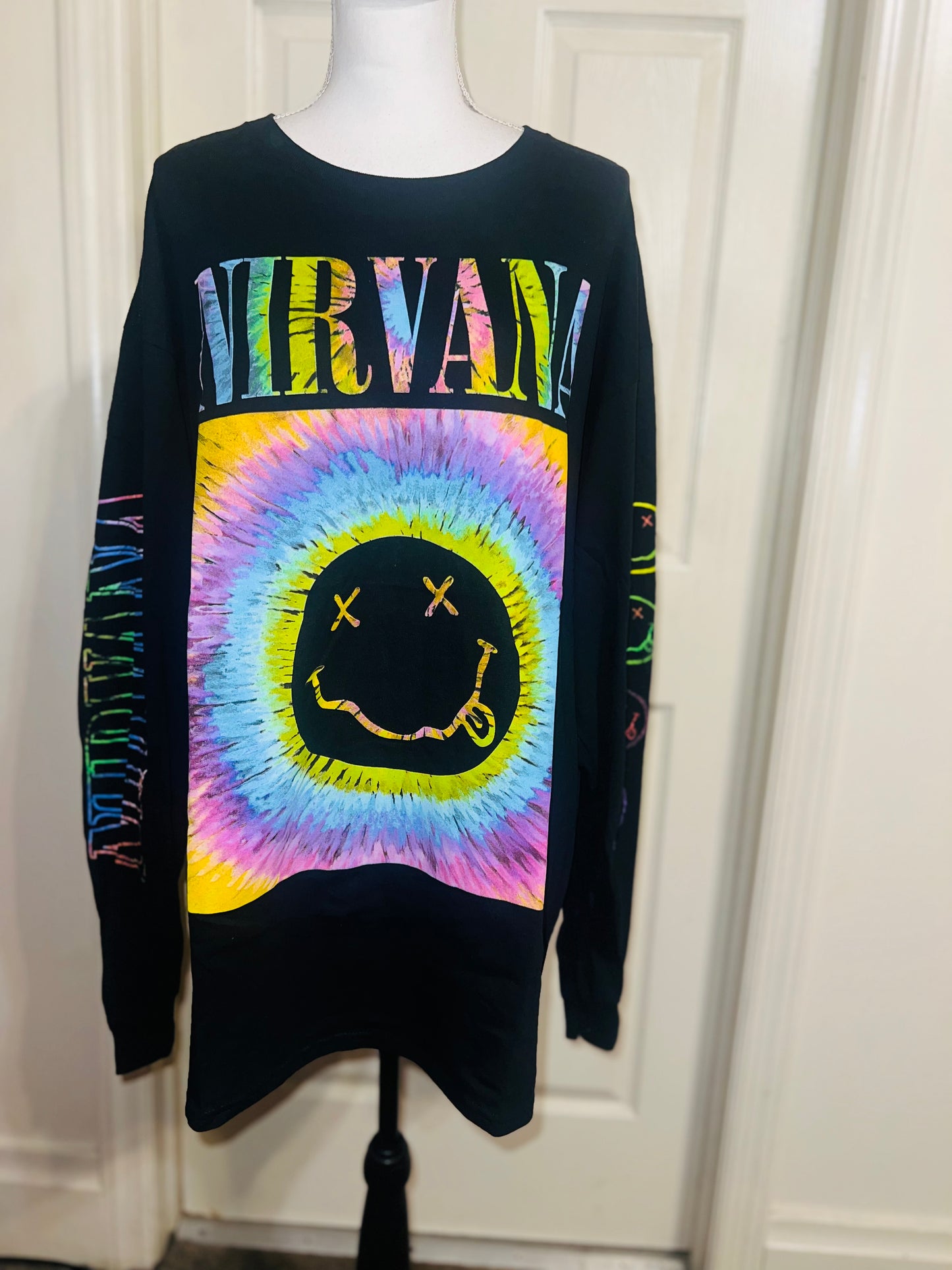 Nirvana Oversized Distressed Long Sleeve Tee