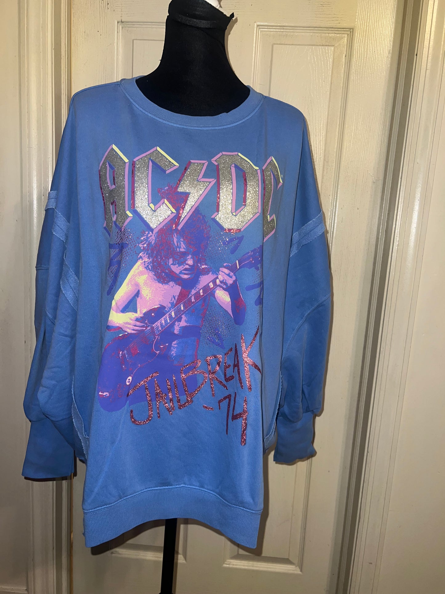 AC/DC Oversized Distressed Sweatshirt