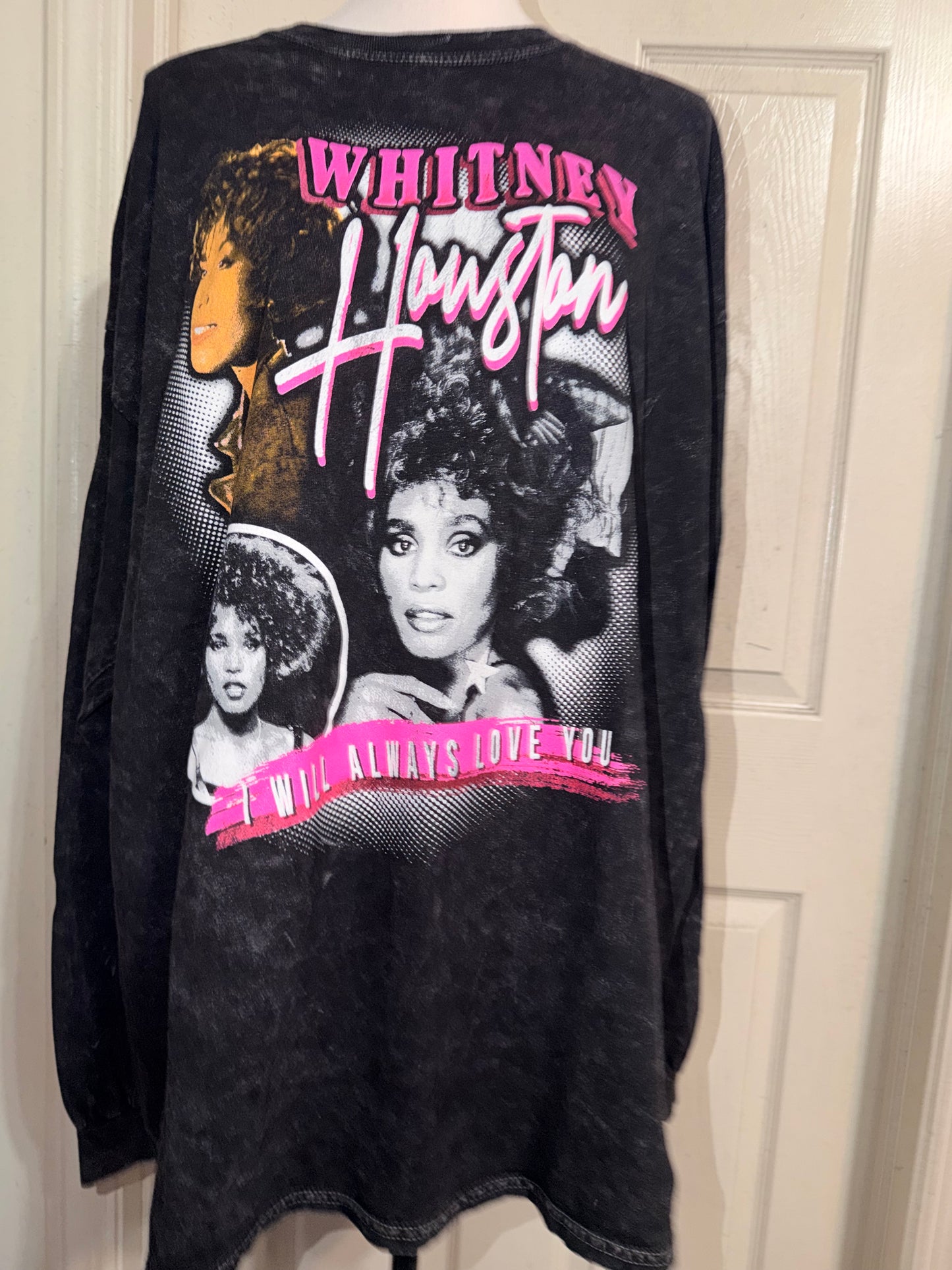 Whitney Houston Oversized Distressed Long Sleeve Tee
