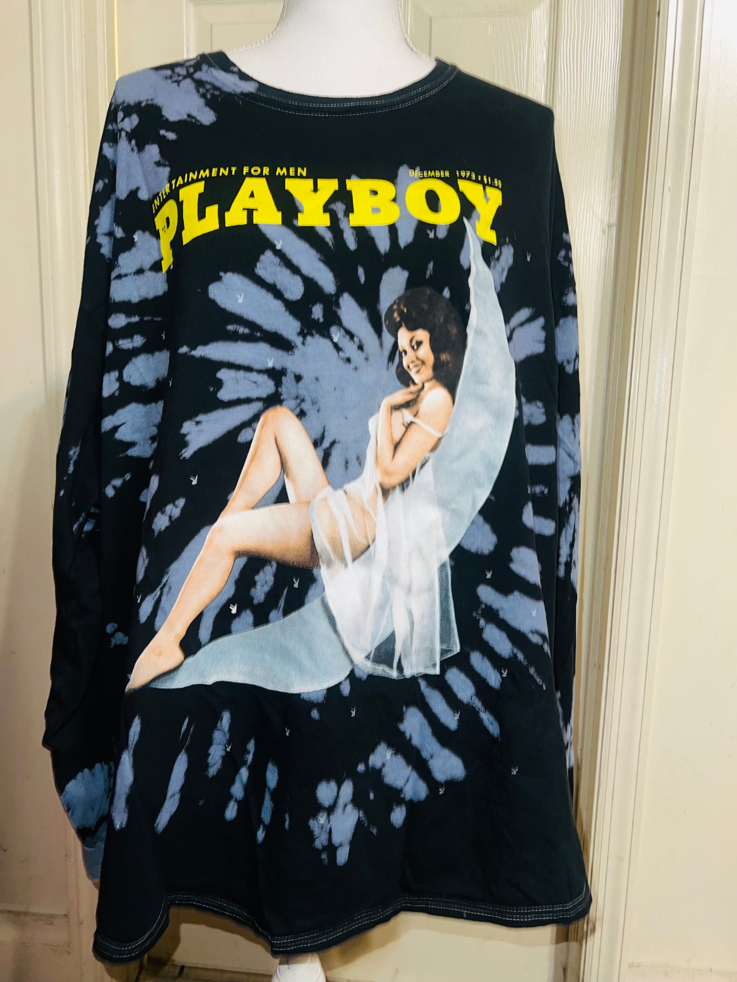 Playboy Oversized Distressed Long Sleeve Tee