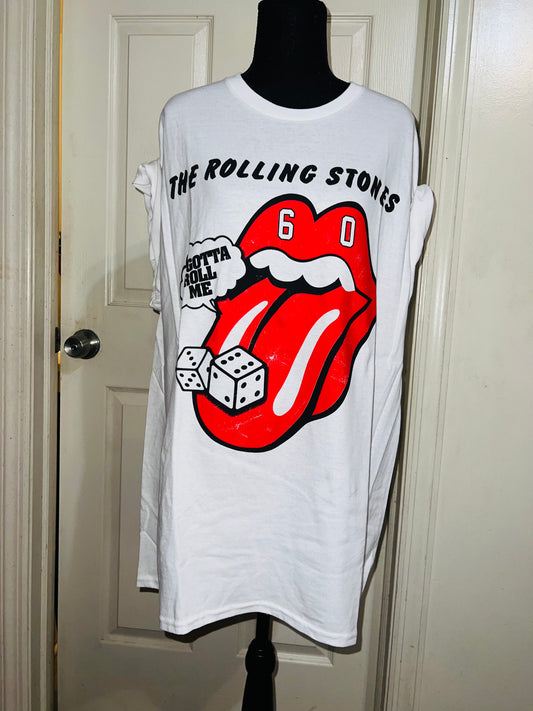 Rolling Stones Tumbling Dice Oversized Distressed Tee