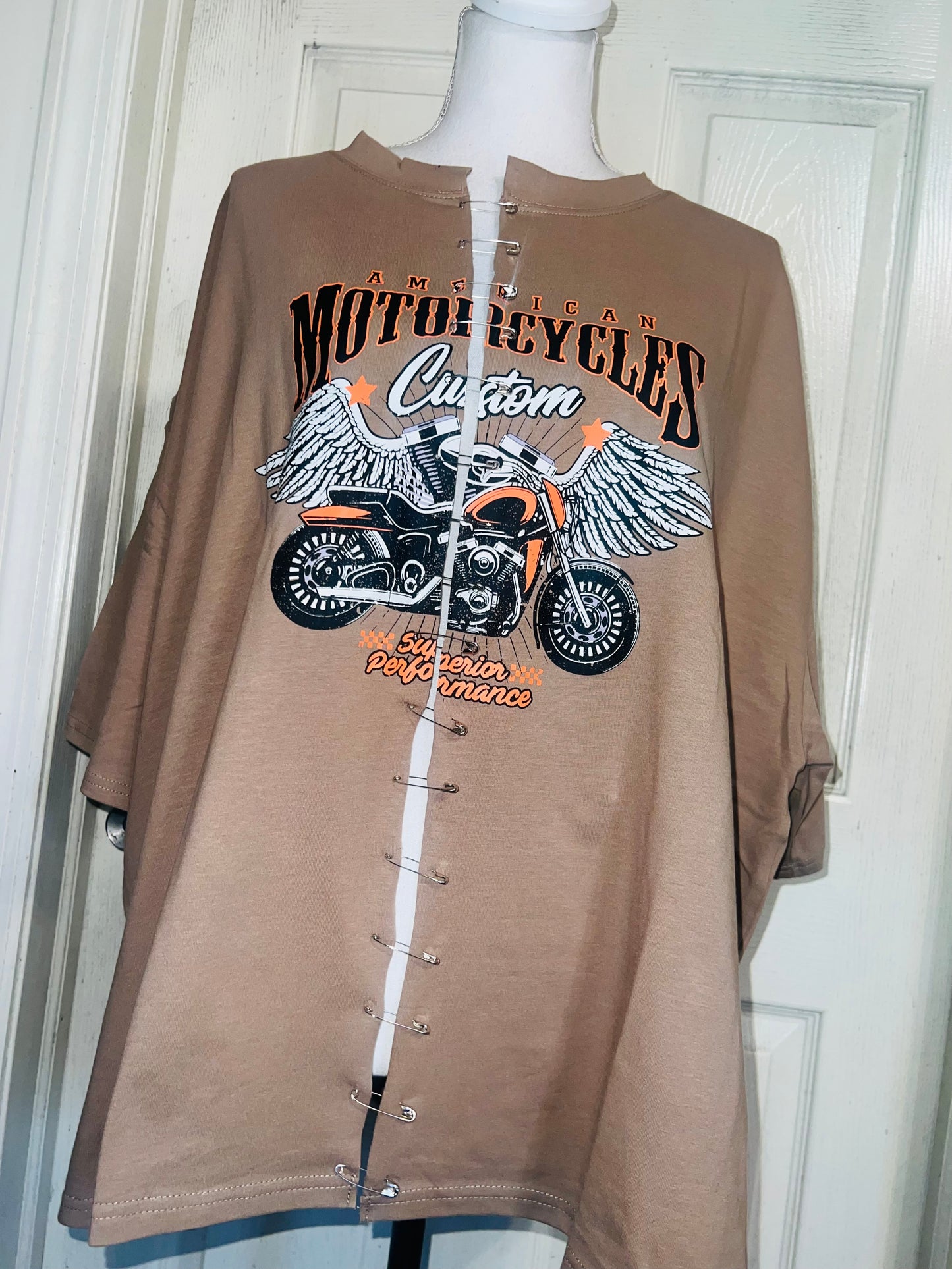 Motorcycle Split Distressed Oversized Tee