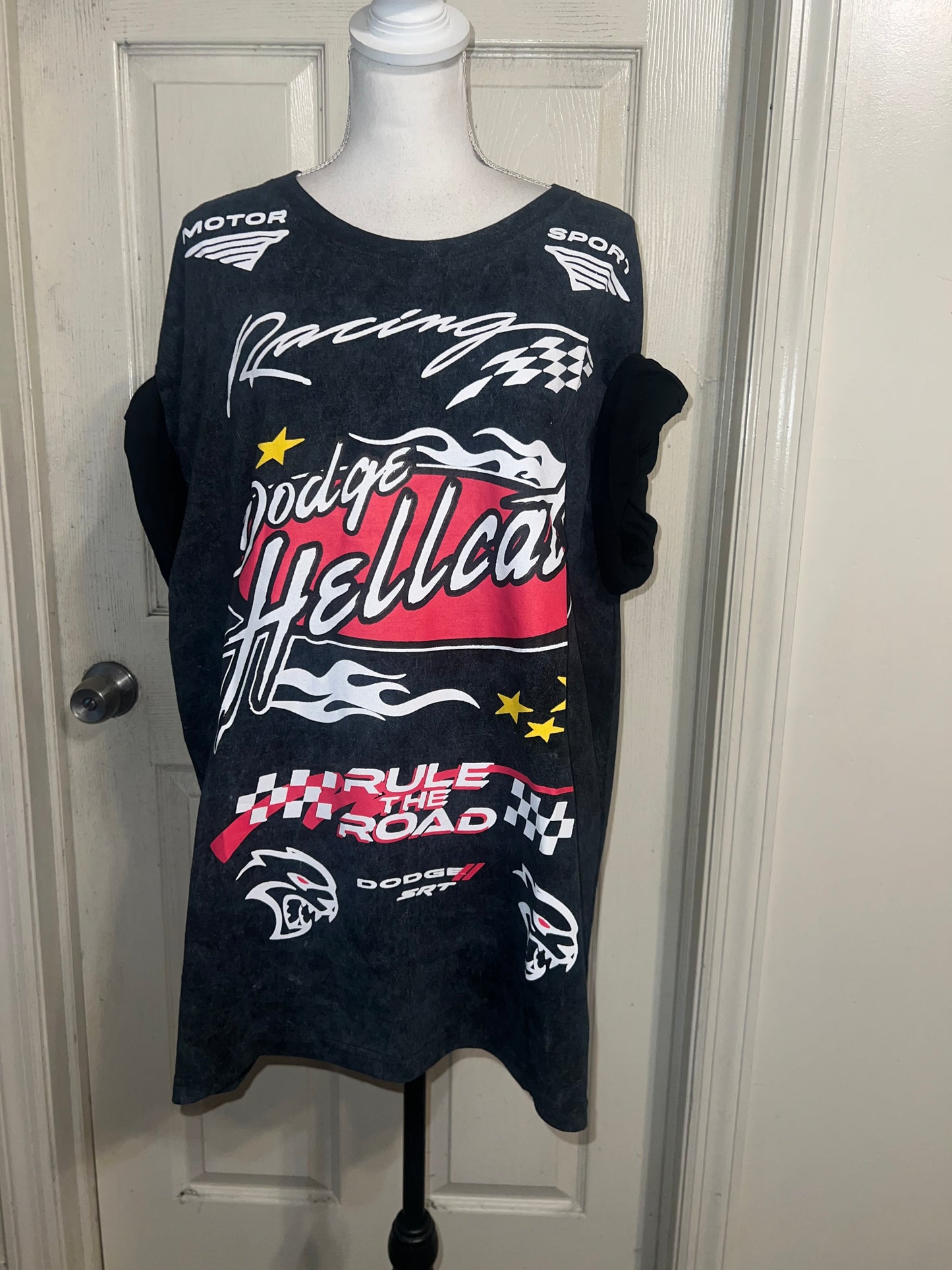 Dodge Hellcat Racing Oversized Distressed Tee  on