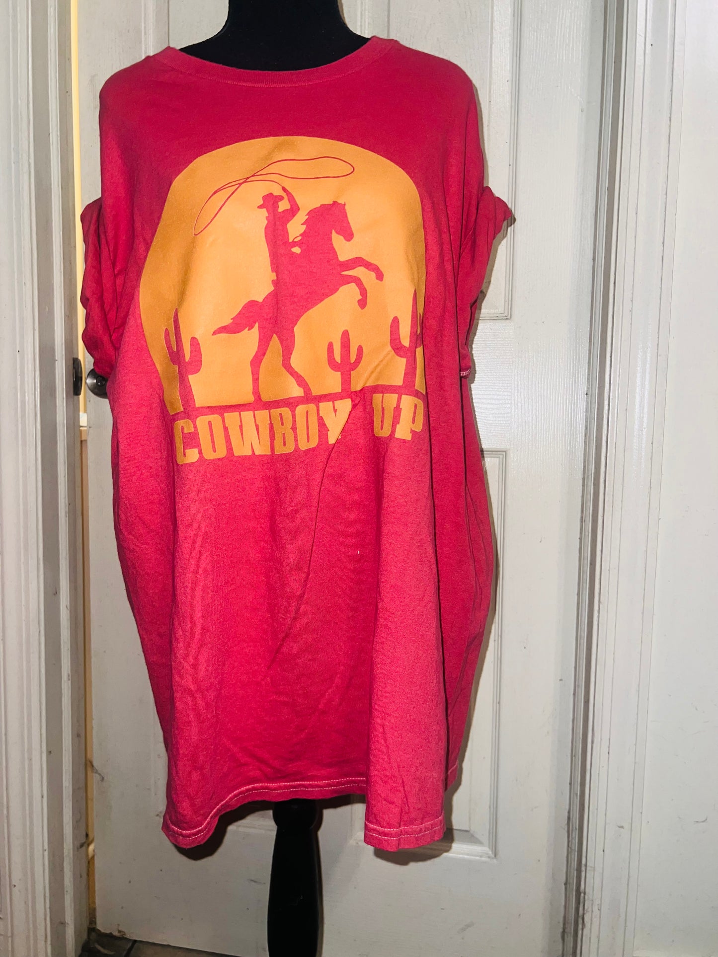 Cowboy Up Oversized Distressed Tee