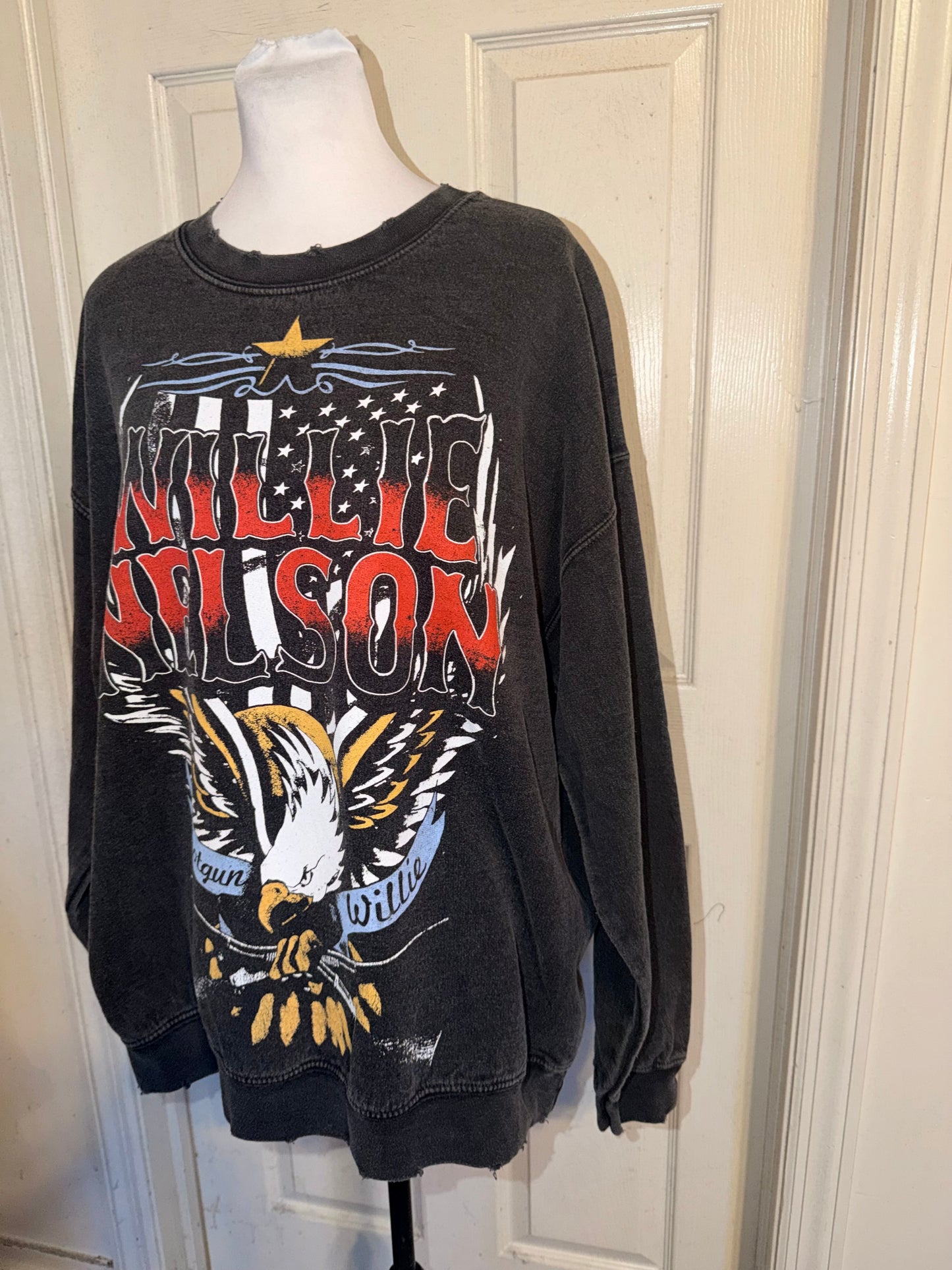 Willie Nelson Oversized Distressed Sweatshirt