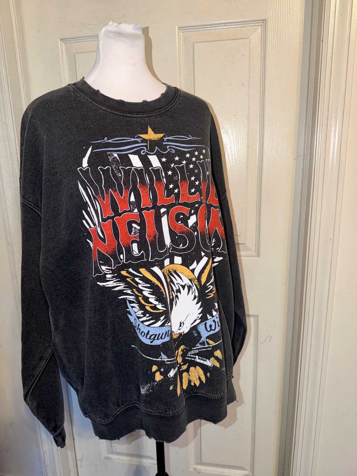 Willie Nelson Oversized Distressed Sweatshirt