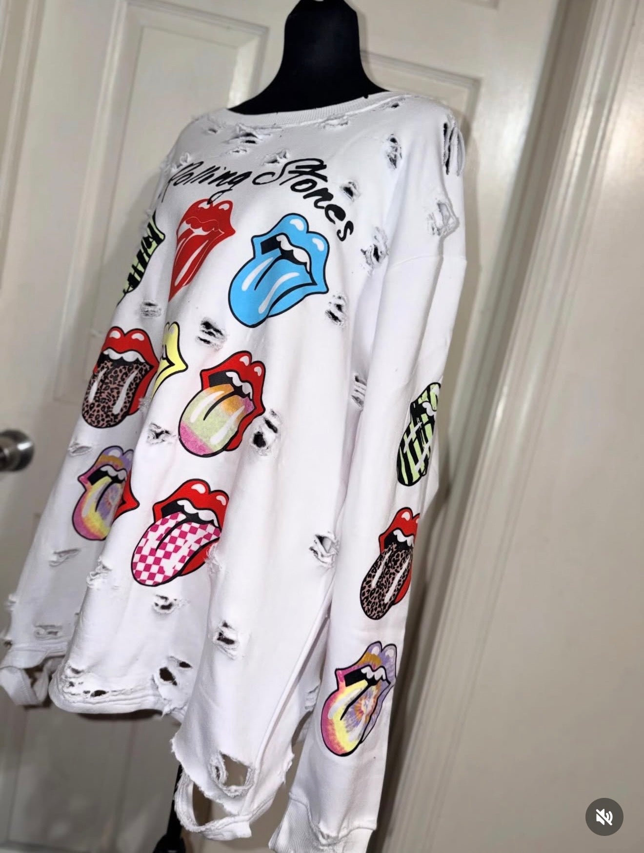 The Rolling Stones Oversized Distressed Sweatshirt