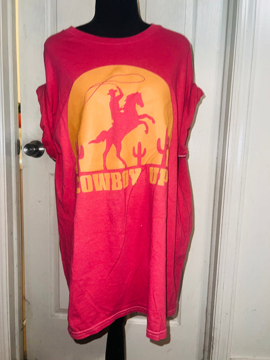 Cowboy Up Oversized Distressed Tee