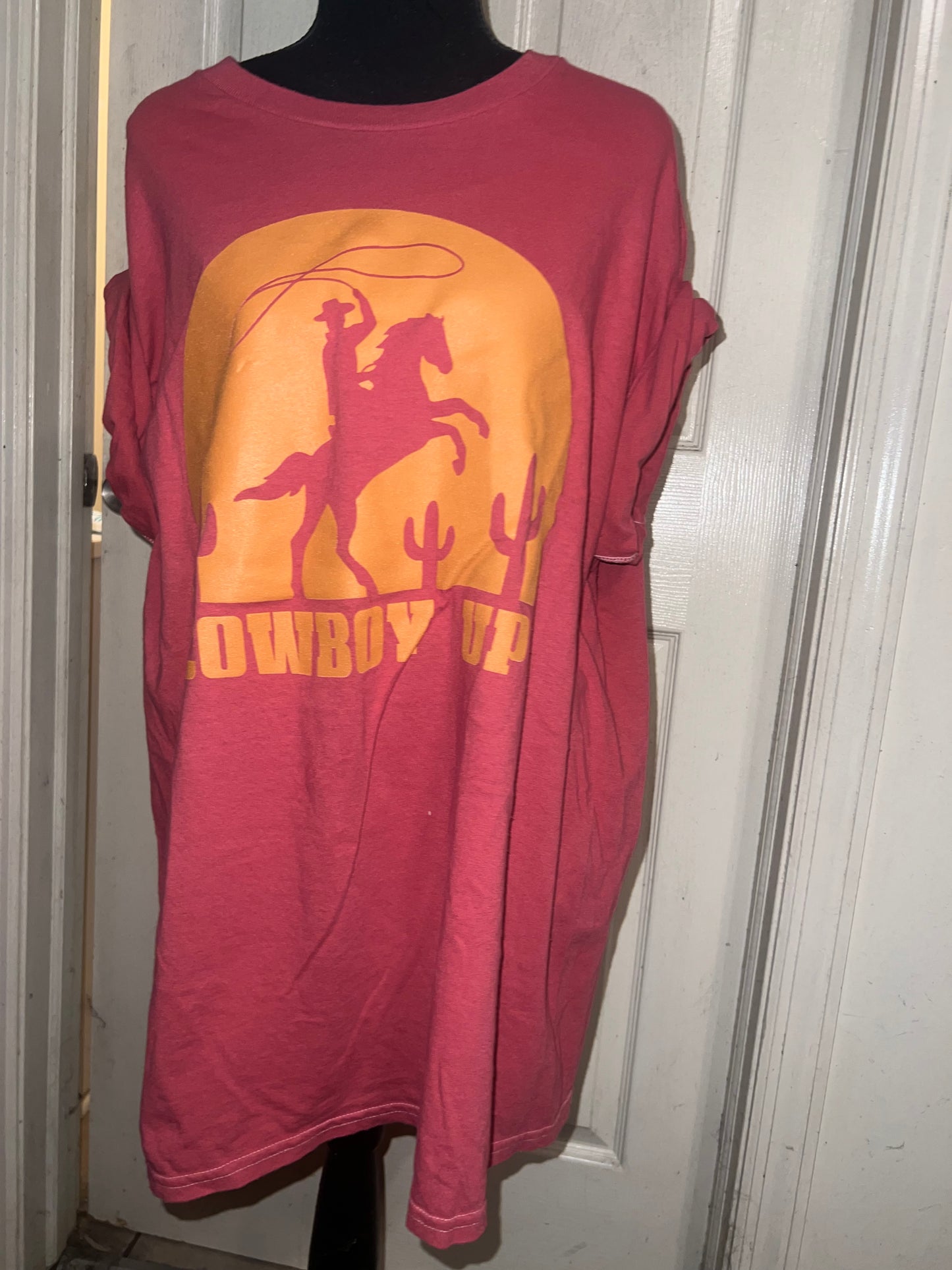 Cowboy Up Oversized Distressed Tee