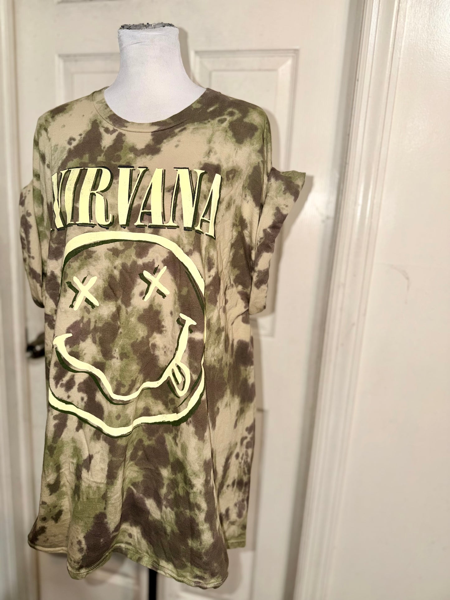 Nirvana Camouflage Oversized Distressed Tee