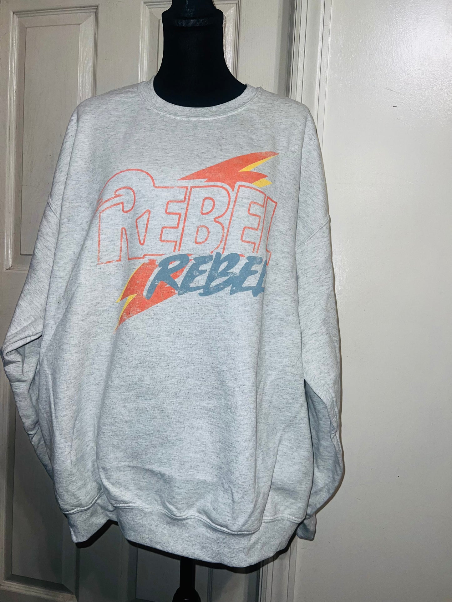 Rebel Rebel Bowie Oversized Distressed Sweatshirt