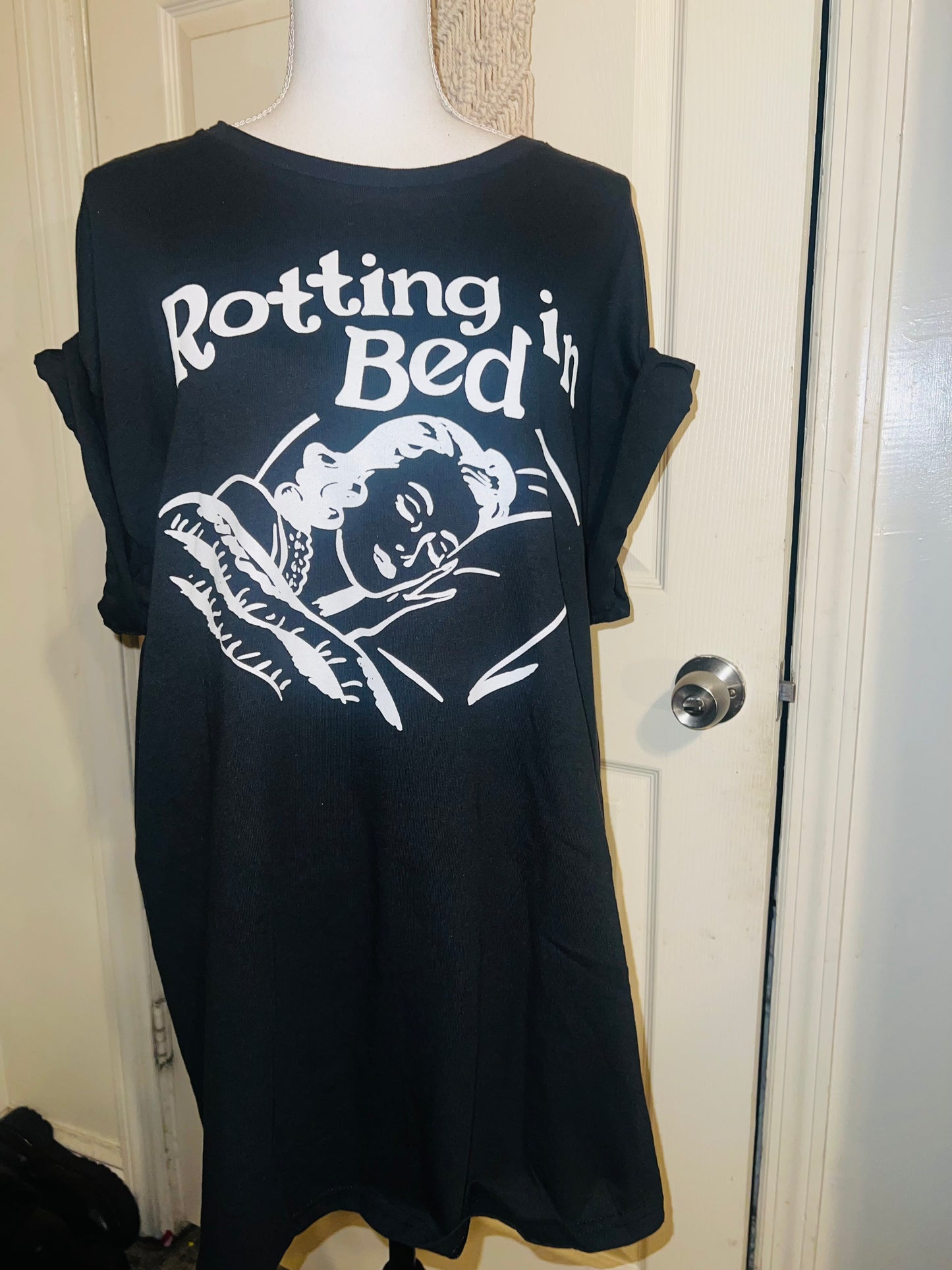 Rotting in Bed Oversized Distressed Tee