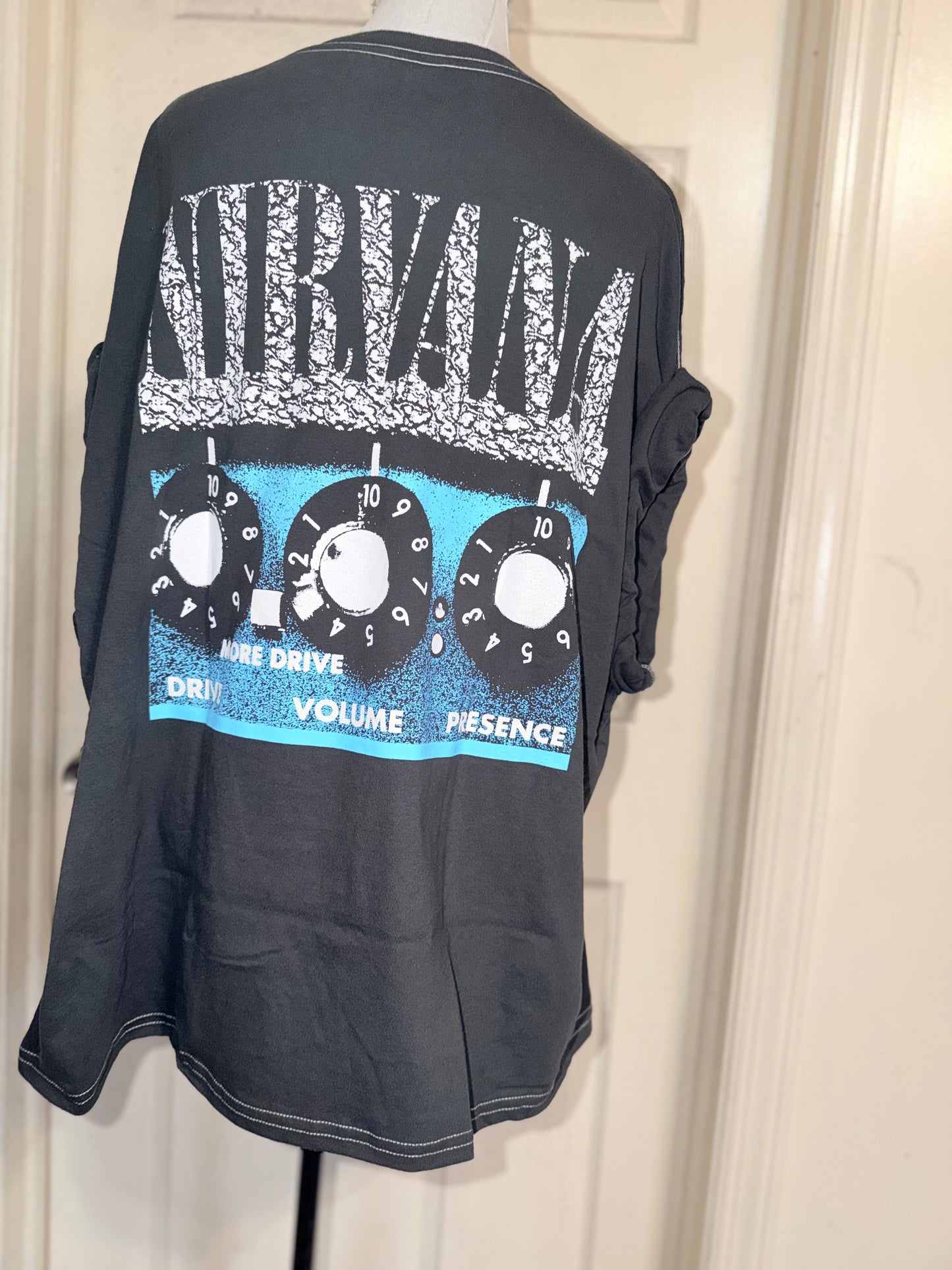 Nirvana Double Sided Oversized Distressed Tee