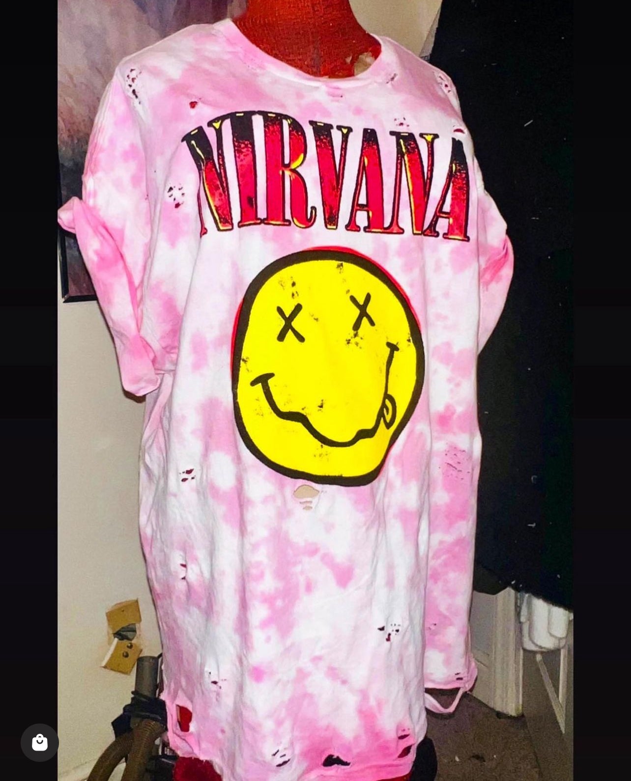 Nirvana Tie Dye Oversized Distressed Tee