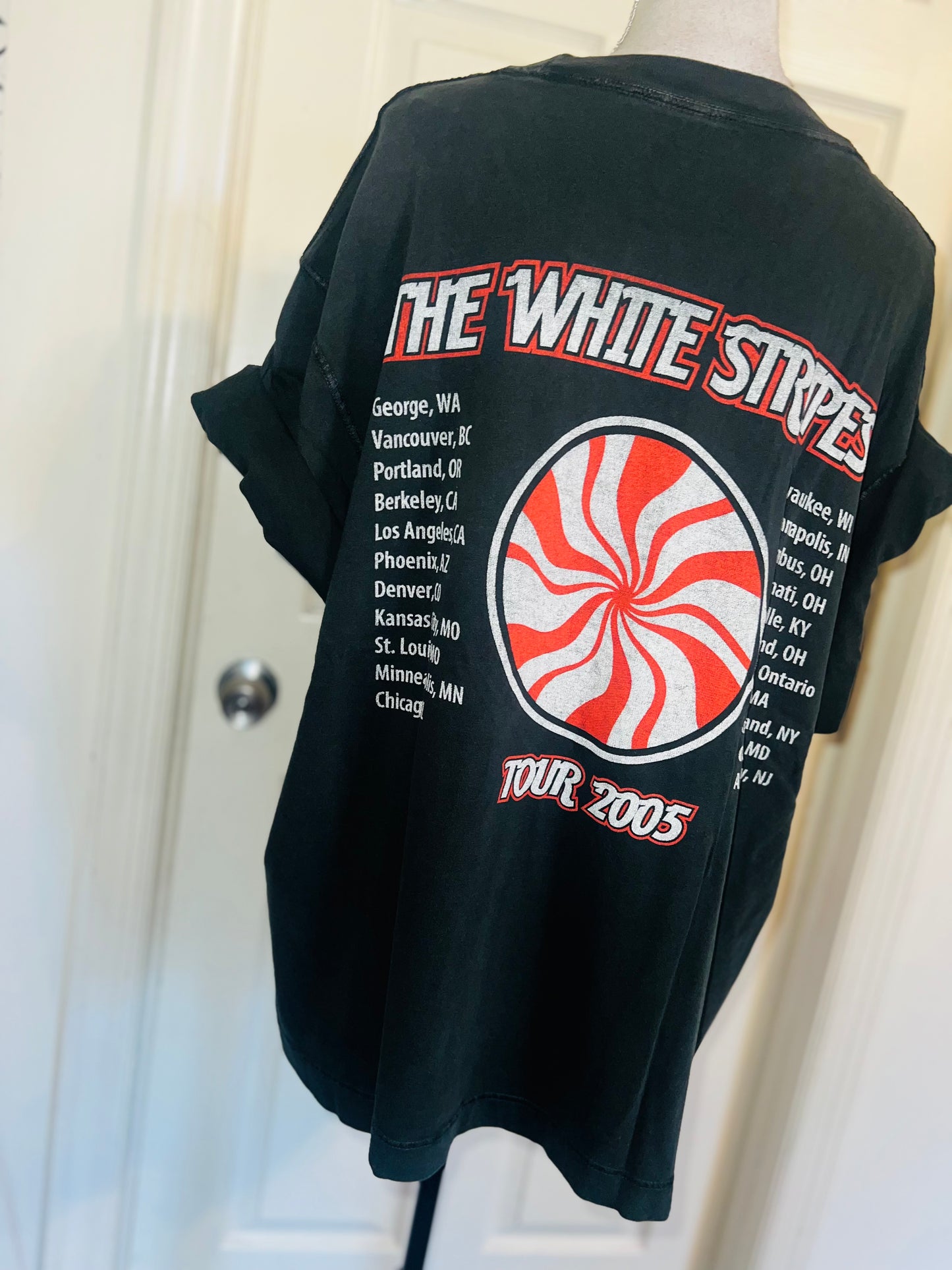 The White Stripes Double Sided Oversized Distressed Tee