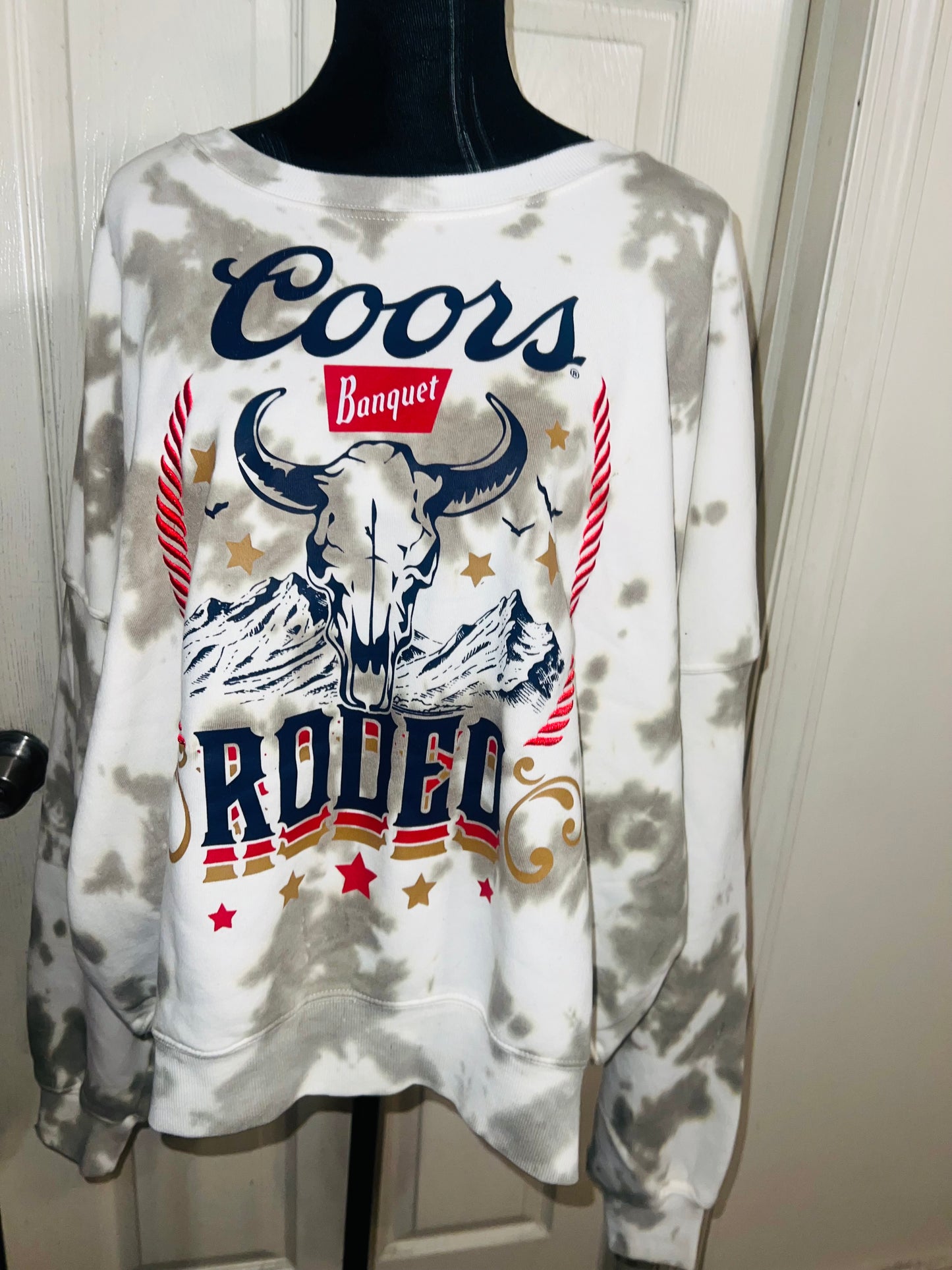 Coors Banquet Rodeo Oversized Distressed Sweatshirt