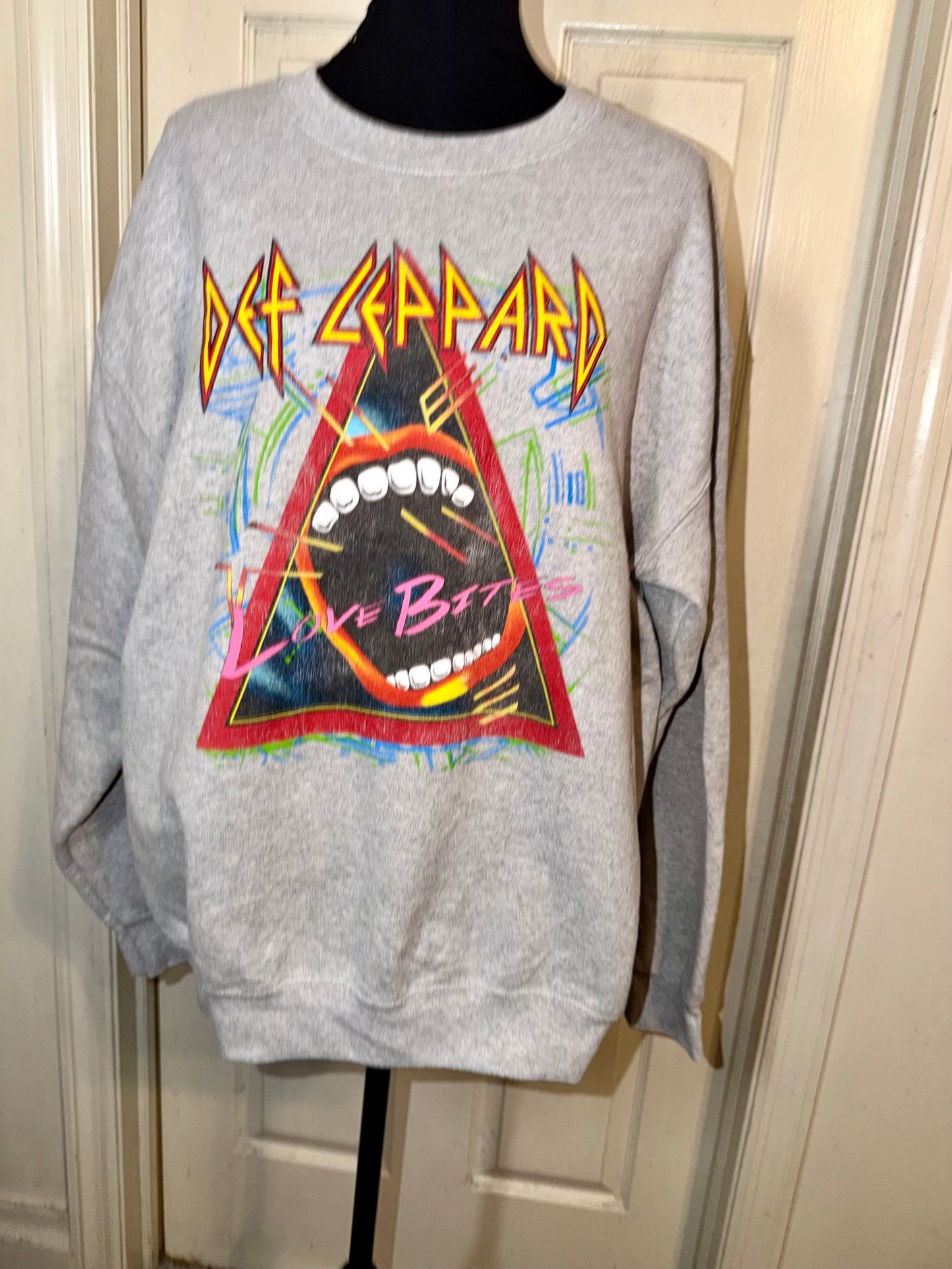 Def Leppard Oversized Distressed Sweatshirt