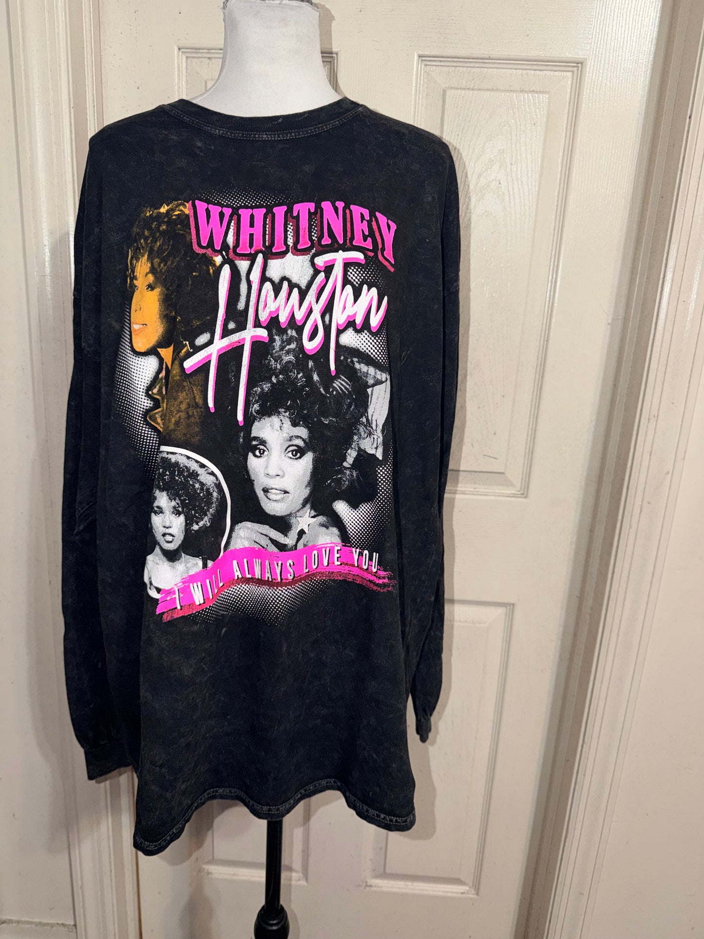 Whitney Houston Oversized Distressed Long Sleeve Tee