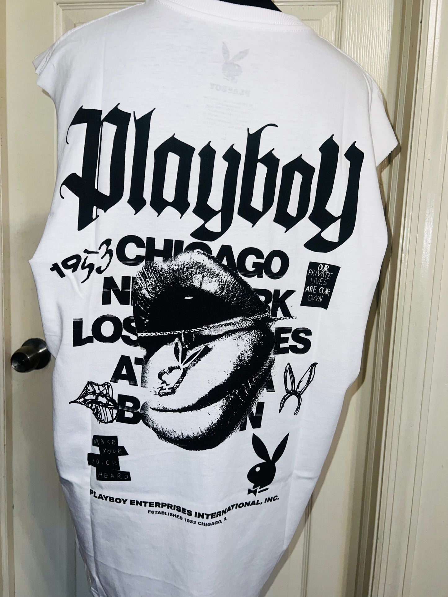Playboy Double Sided Oversized Distressed Tank