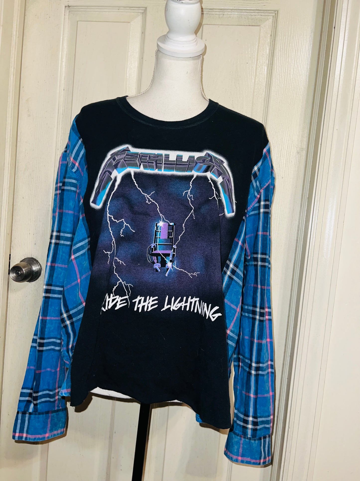 Metallica Oversized Distressed Flannel Long Sleeve Tee