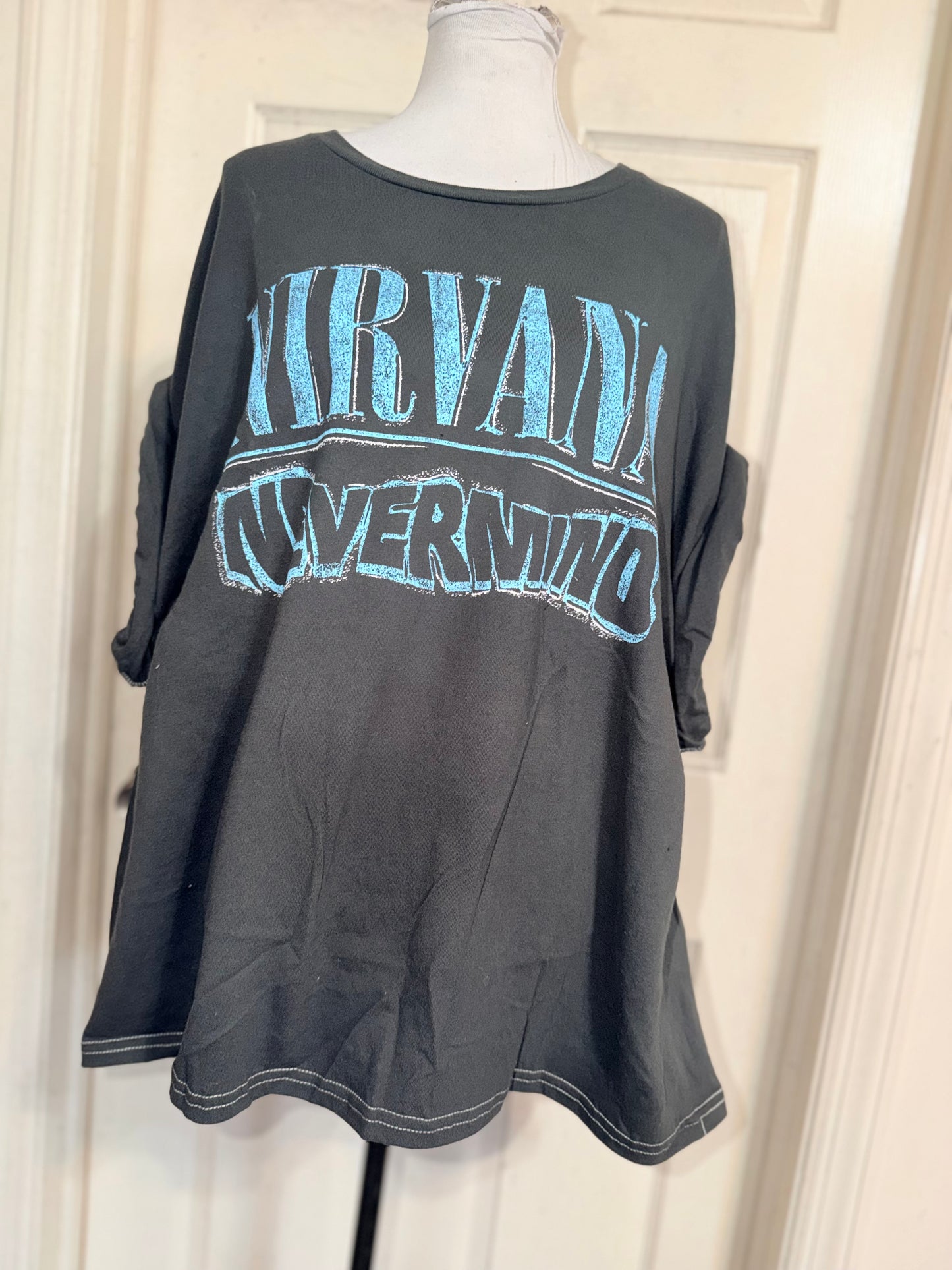 Nirvana Double Sided Oversized Distressed Tee