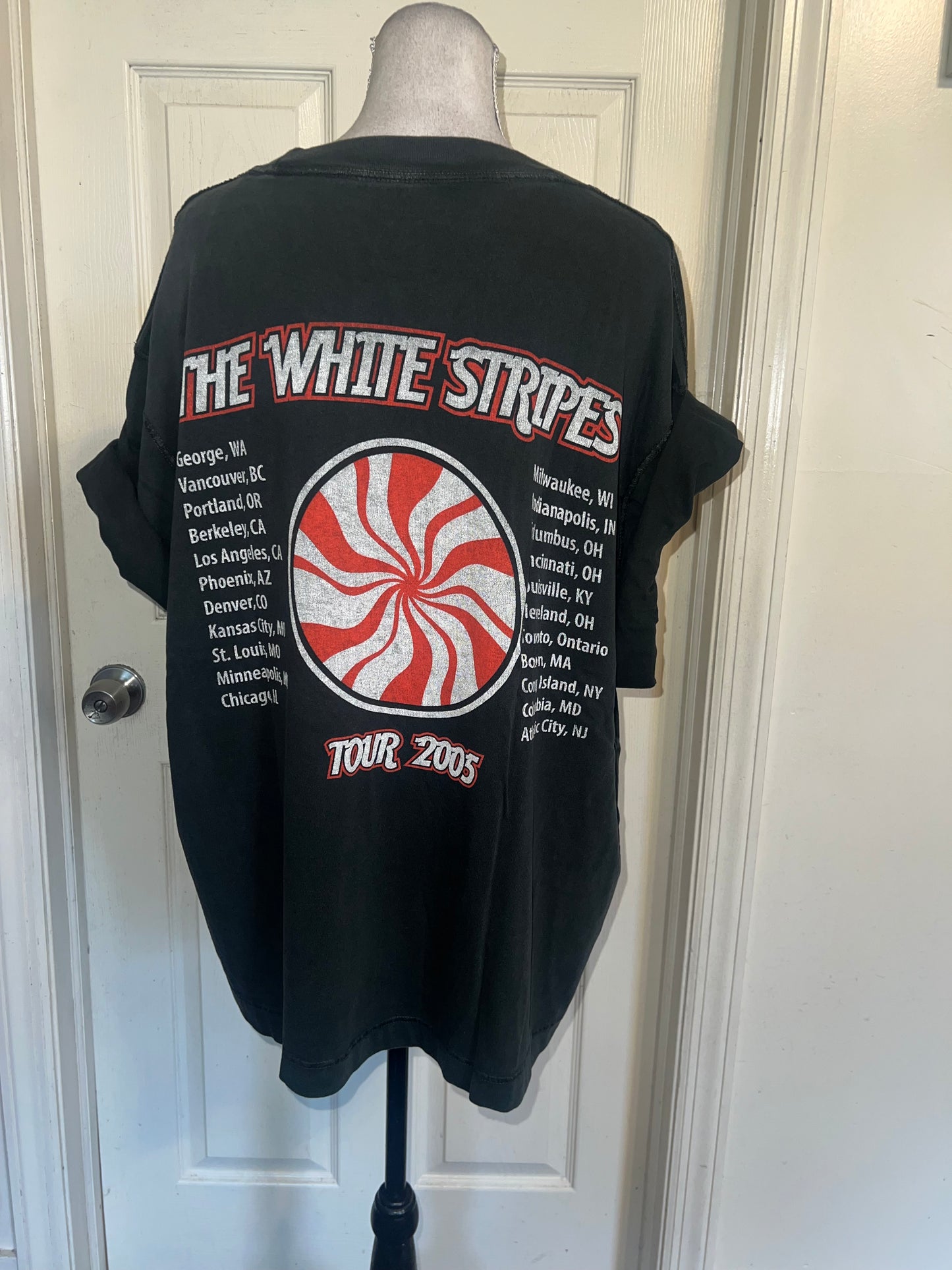 The White Stripes Double Sided Oversized Distressed Tee