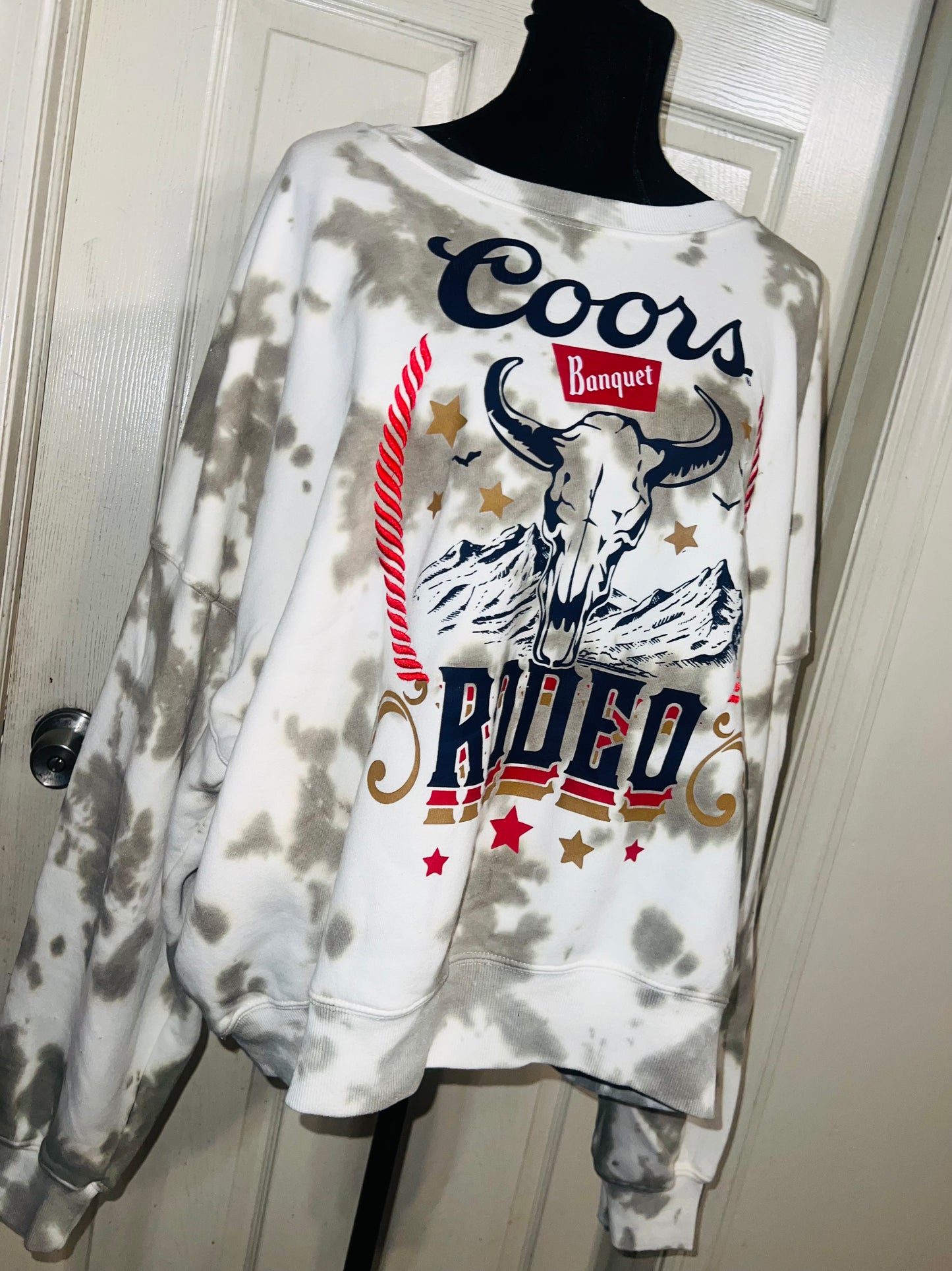 Coors Banquet Rodeo Oversized Distressed Sweatshirt