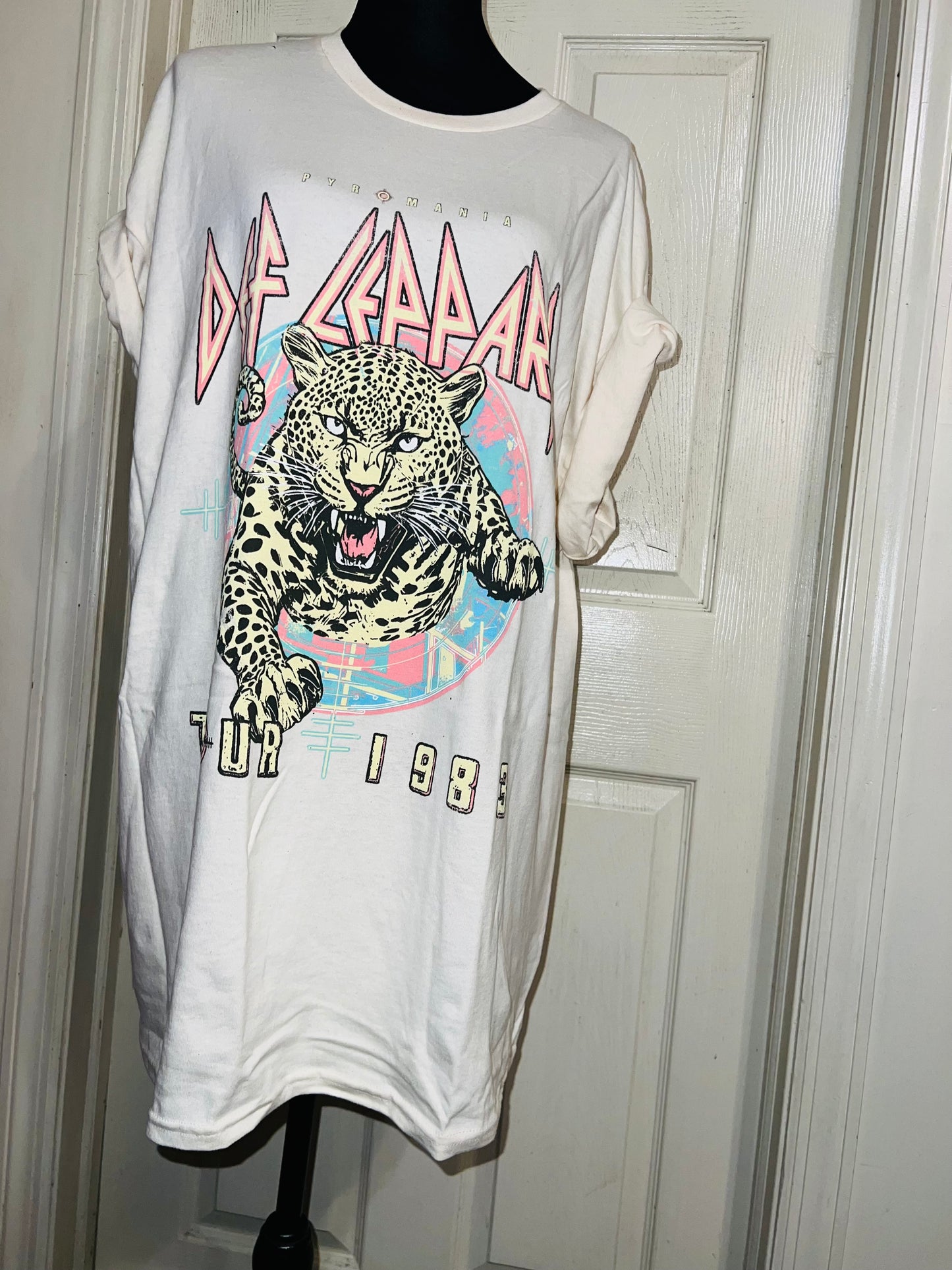 Def Leppard Double Sided Oversized Distressed Tee