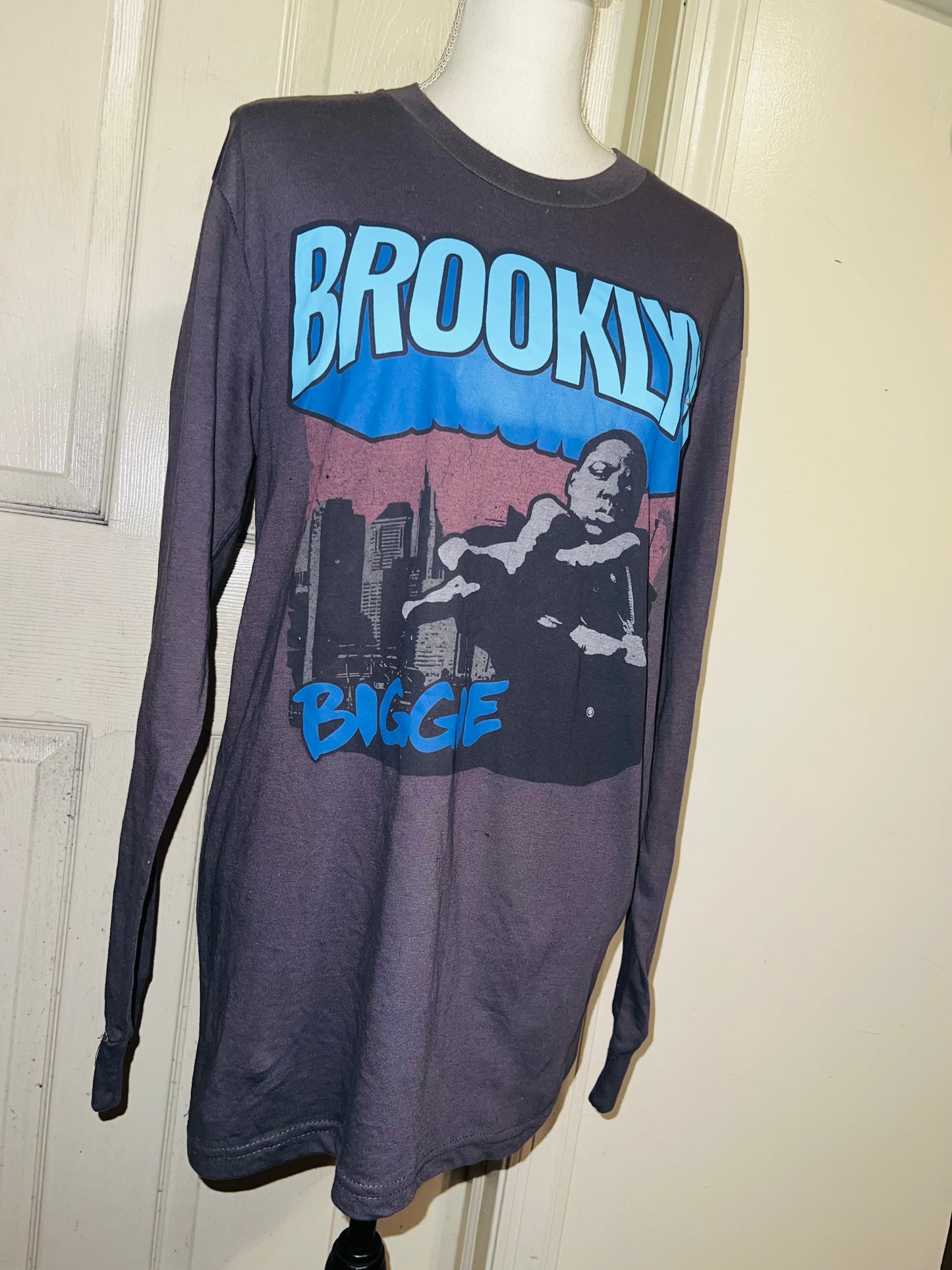 Biggie Smalls Oversized Distressed Long Sleeve Tee