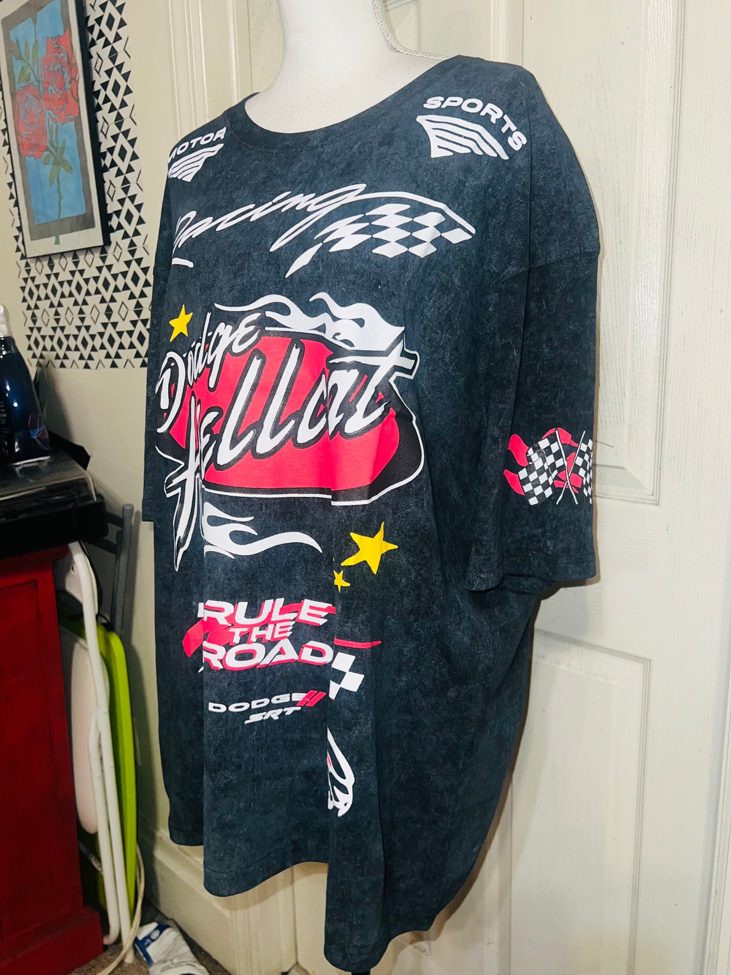 Dodge Hellcat Racing Oversized Distressed Tee  on