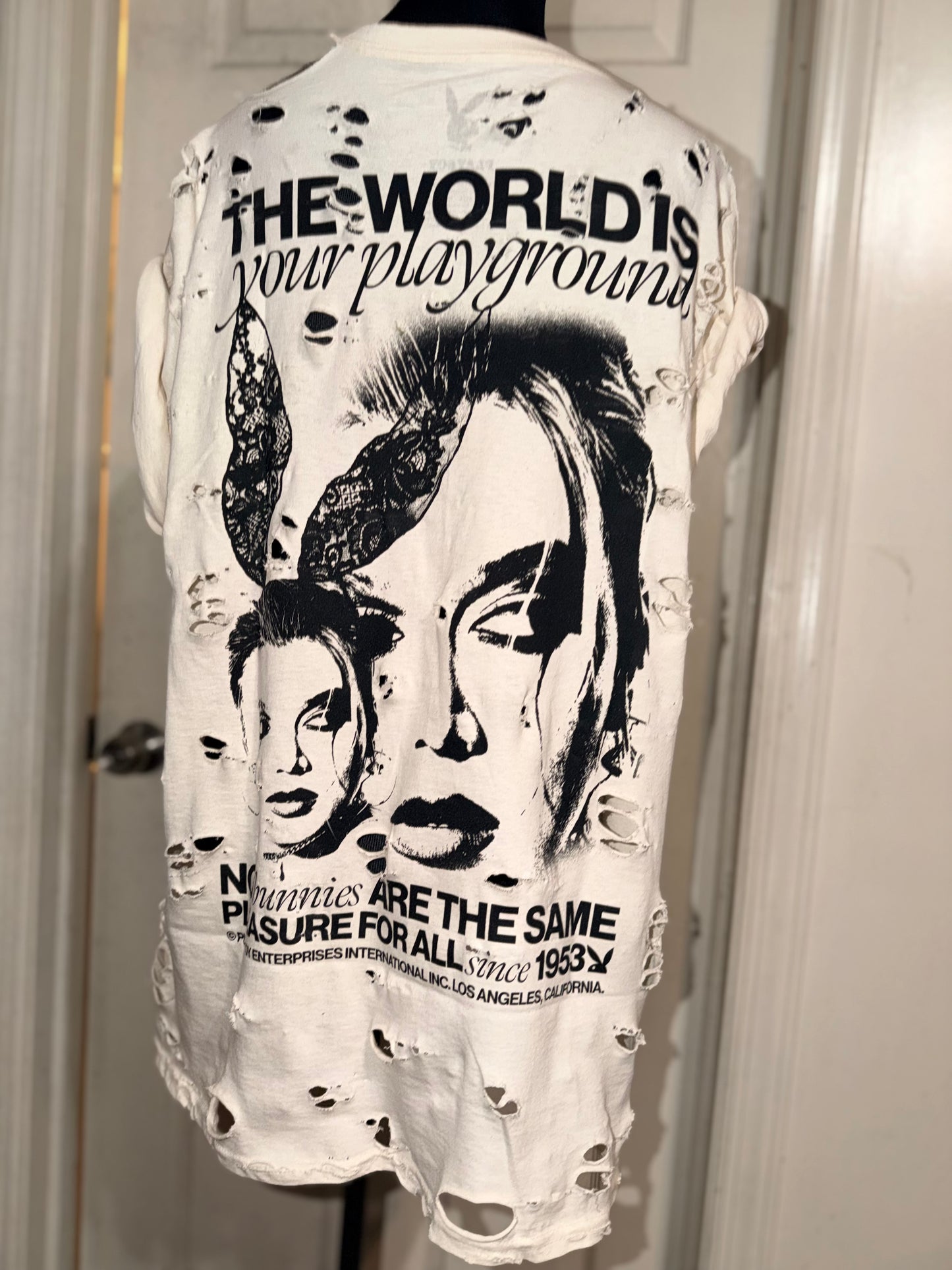 Playboy Double Sided Oversized Distressed Tee