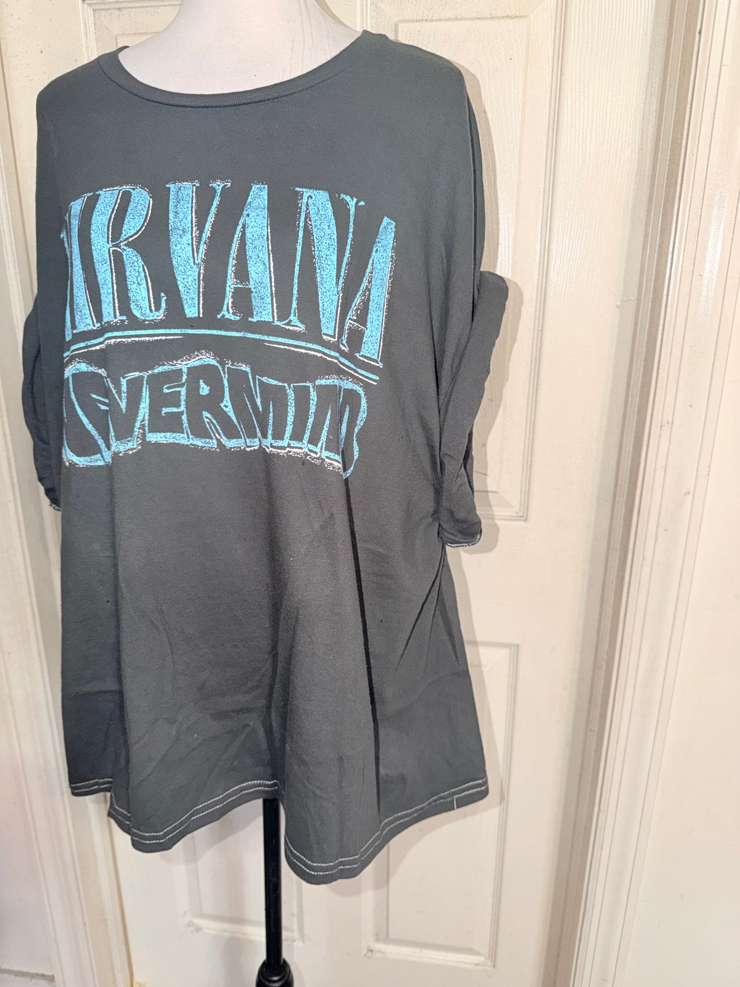 Nirvana Double Sided Oversized Distressed Tee