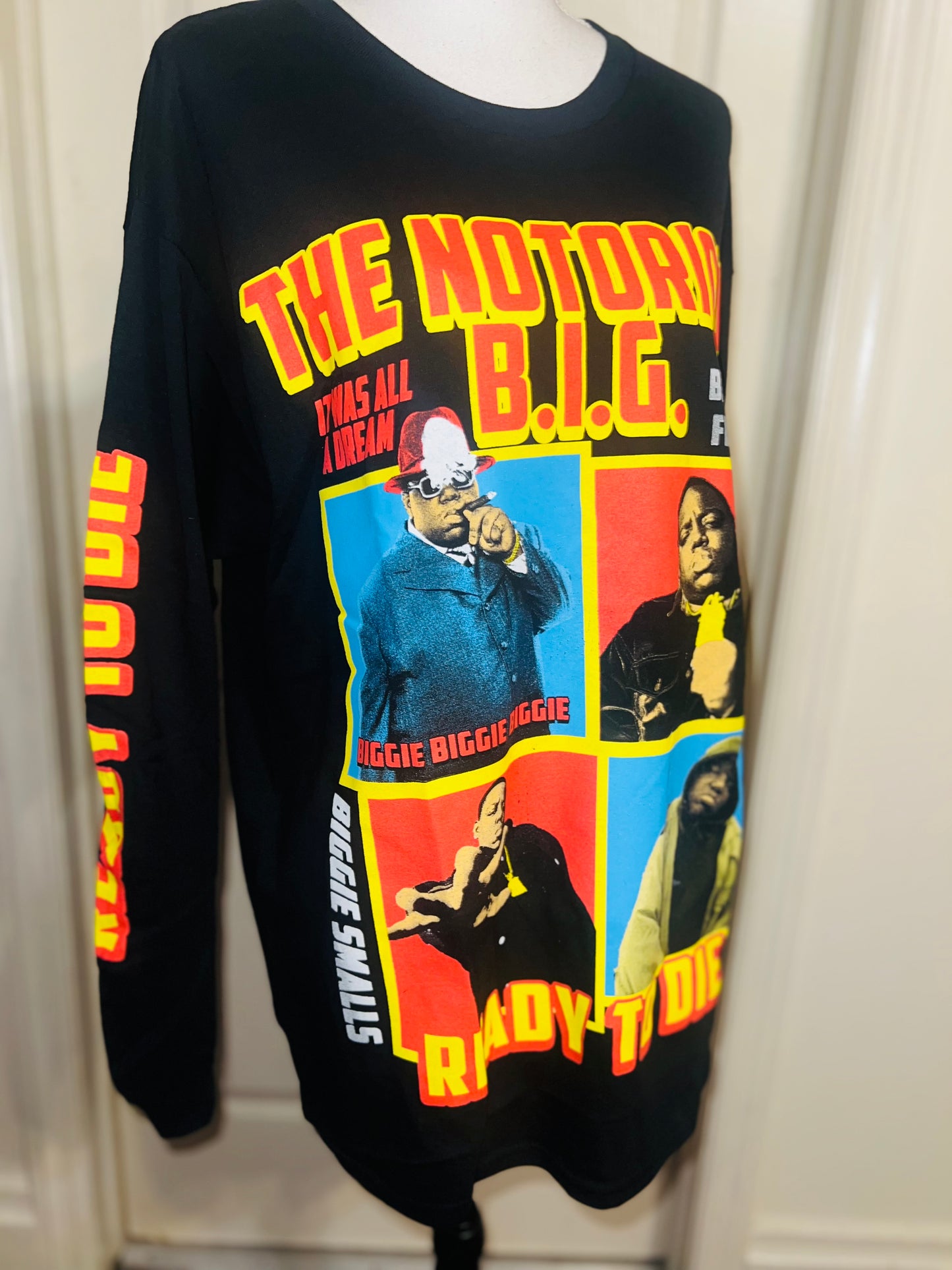 Notorious B.I.G. Oversized Distressed Long Sleeve Tee