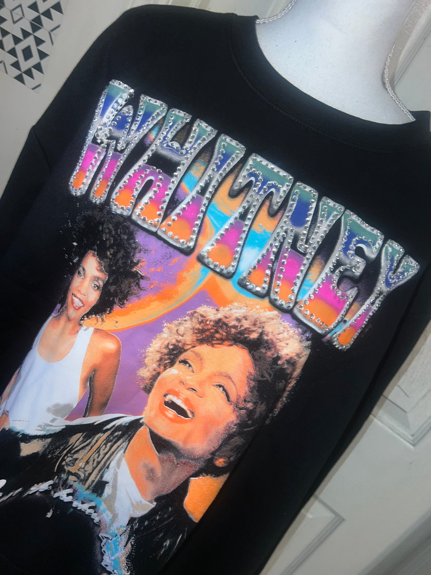 Whitney Houston Oversized Distressed Sweatshirt