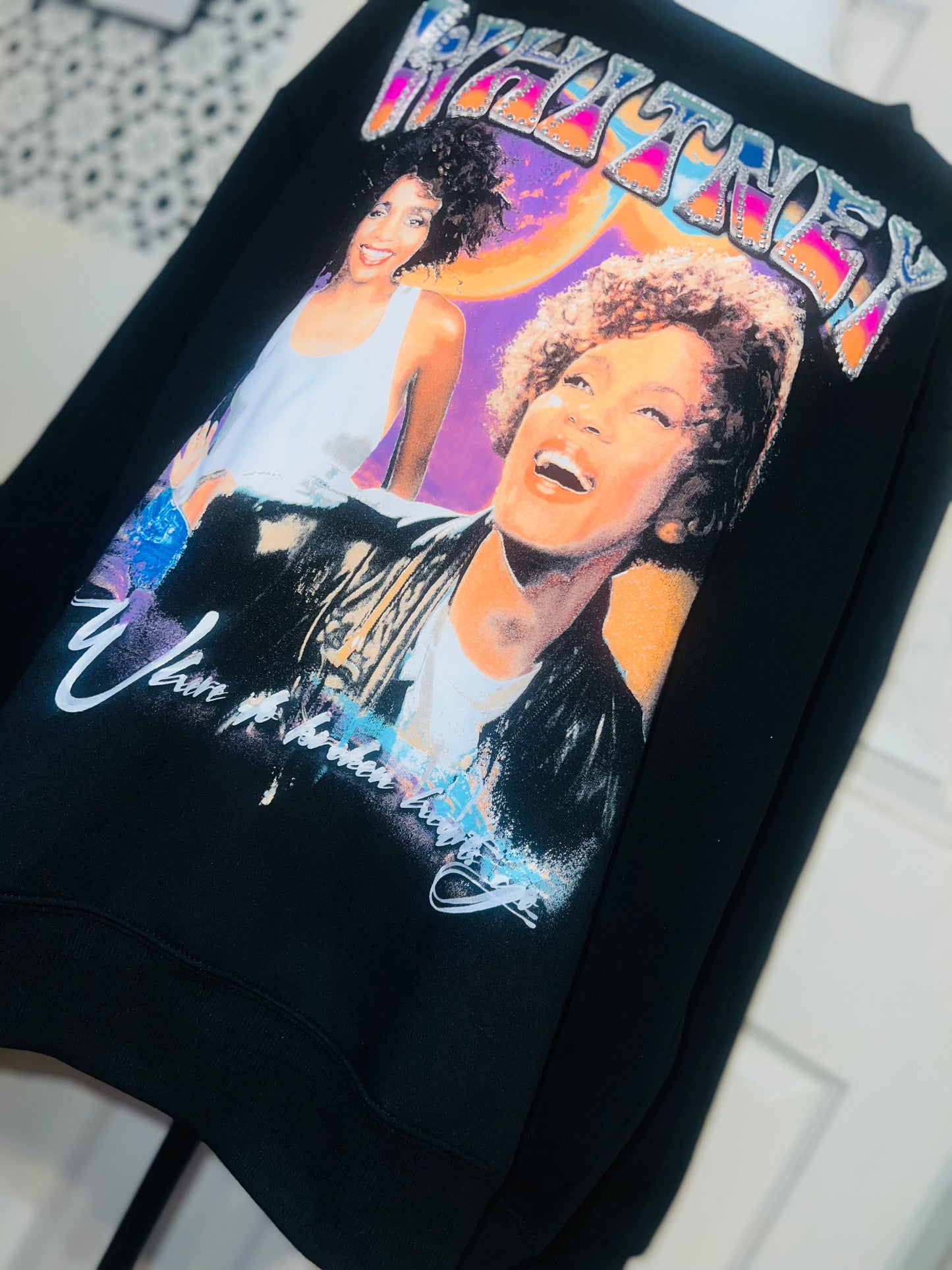 Whitney Houston Oversized Distressed Sweatshirt