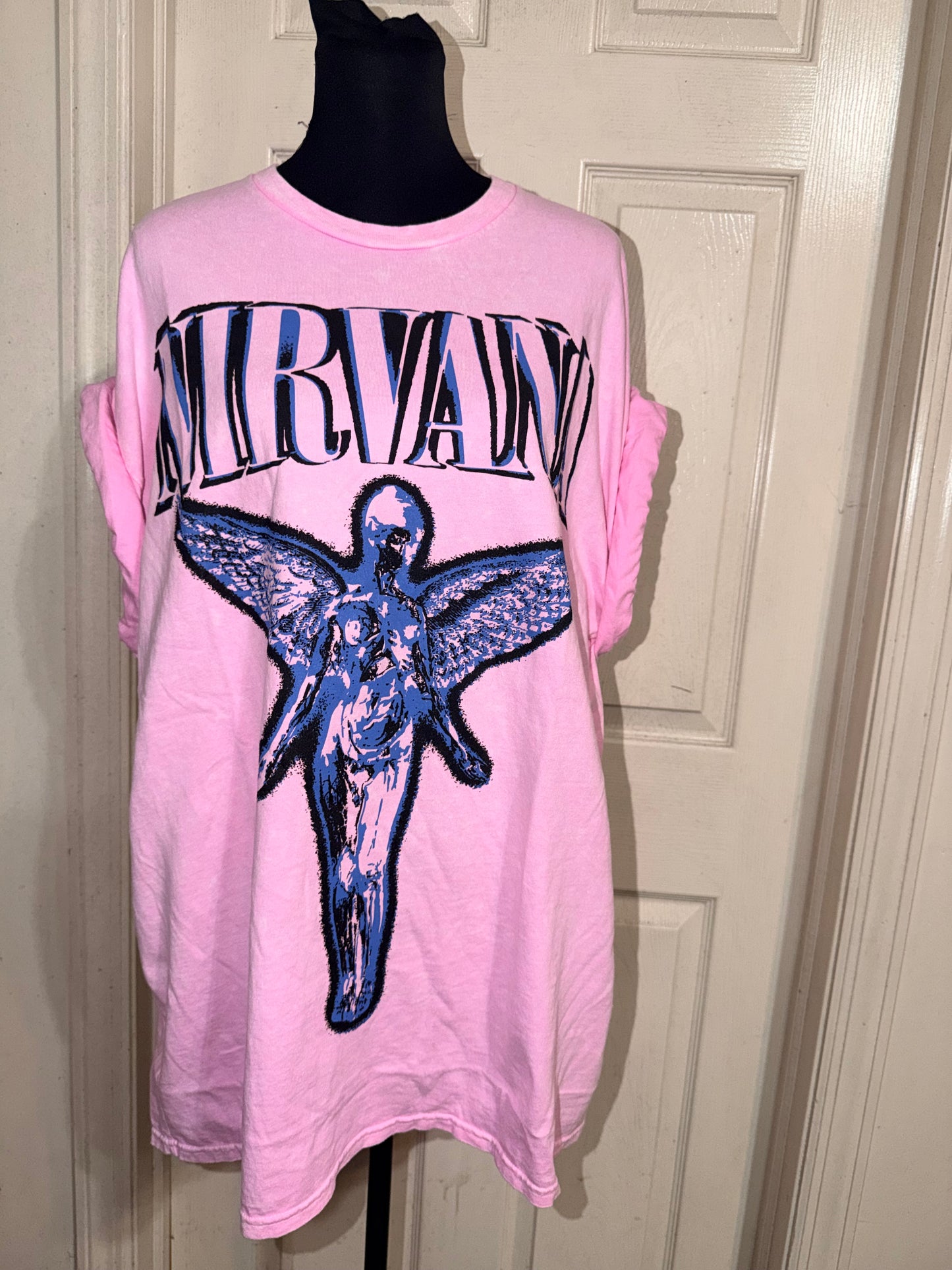 Nirvana Double Sided Oversized Distressed Tee