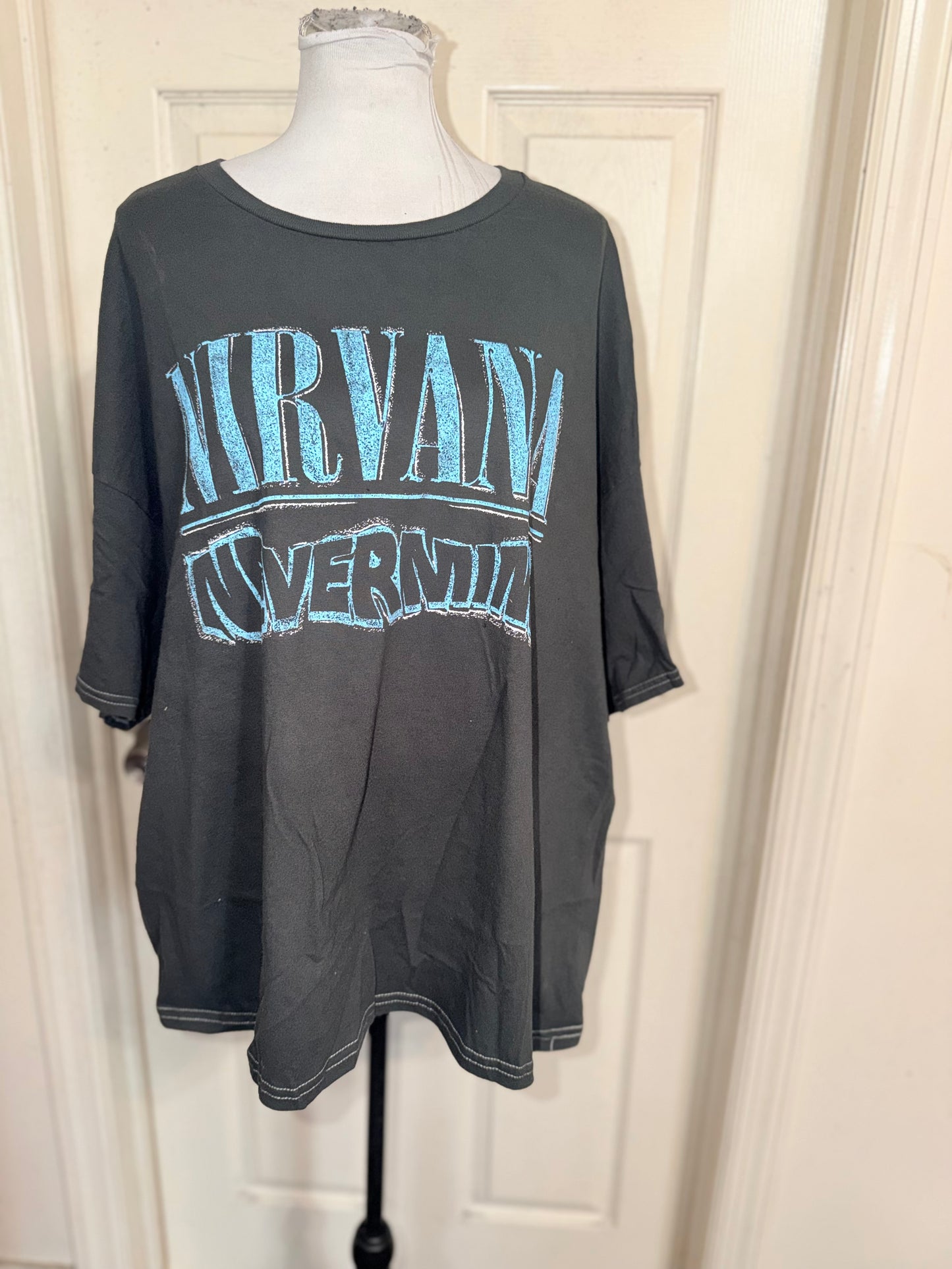 Nirvana Double Sided Oversized Distressed Tee