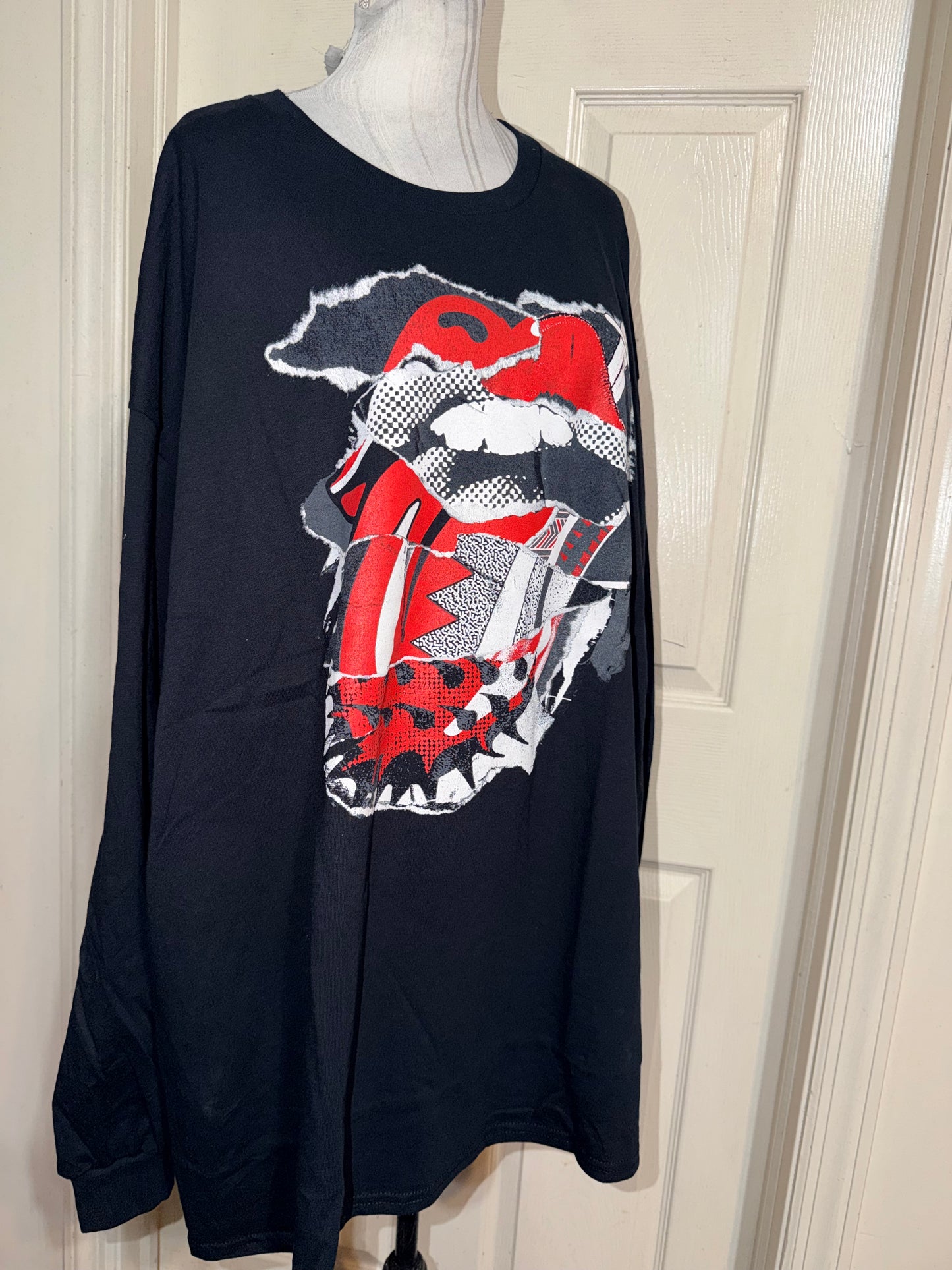 The Rolling Stones Oversized Distressed Long Sleeve Tee