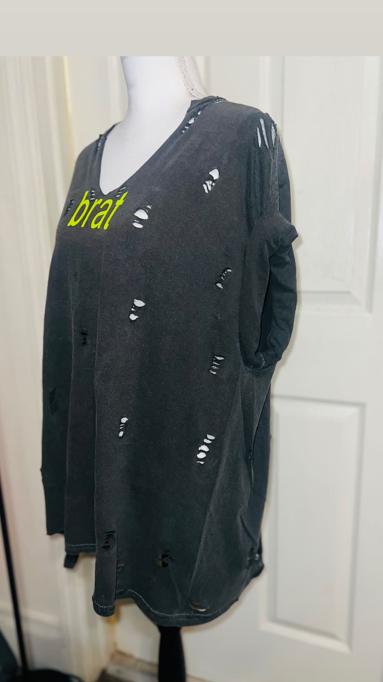 Charli XCX brat Double Sided Oversized Distressed Tee