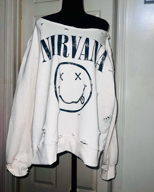 Nirvana Oversized Cream Sweatshirt