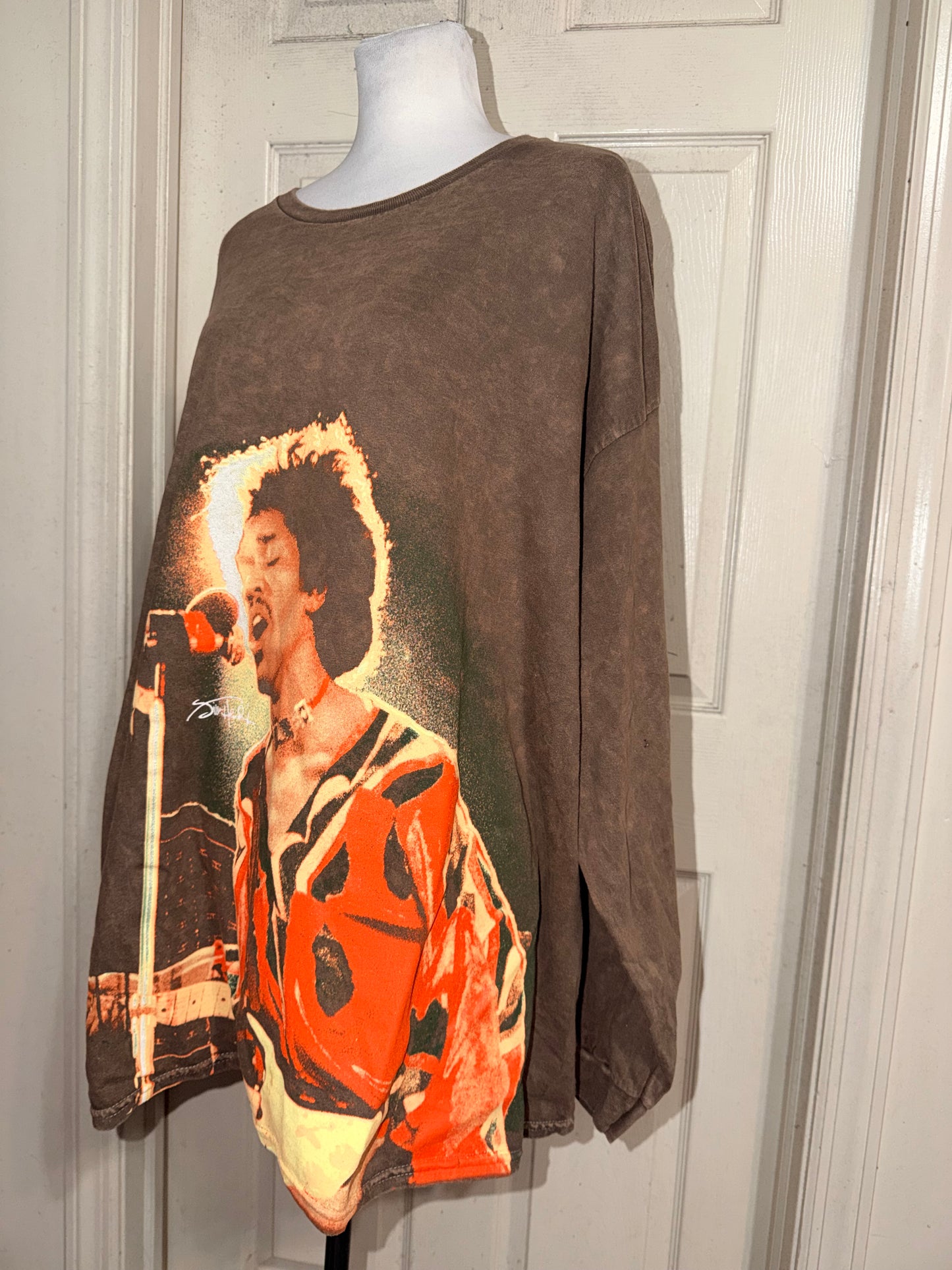 Jimi Hendrix Oversized Distressed Long Sleeve Tee
