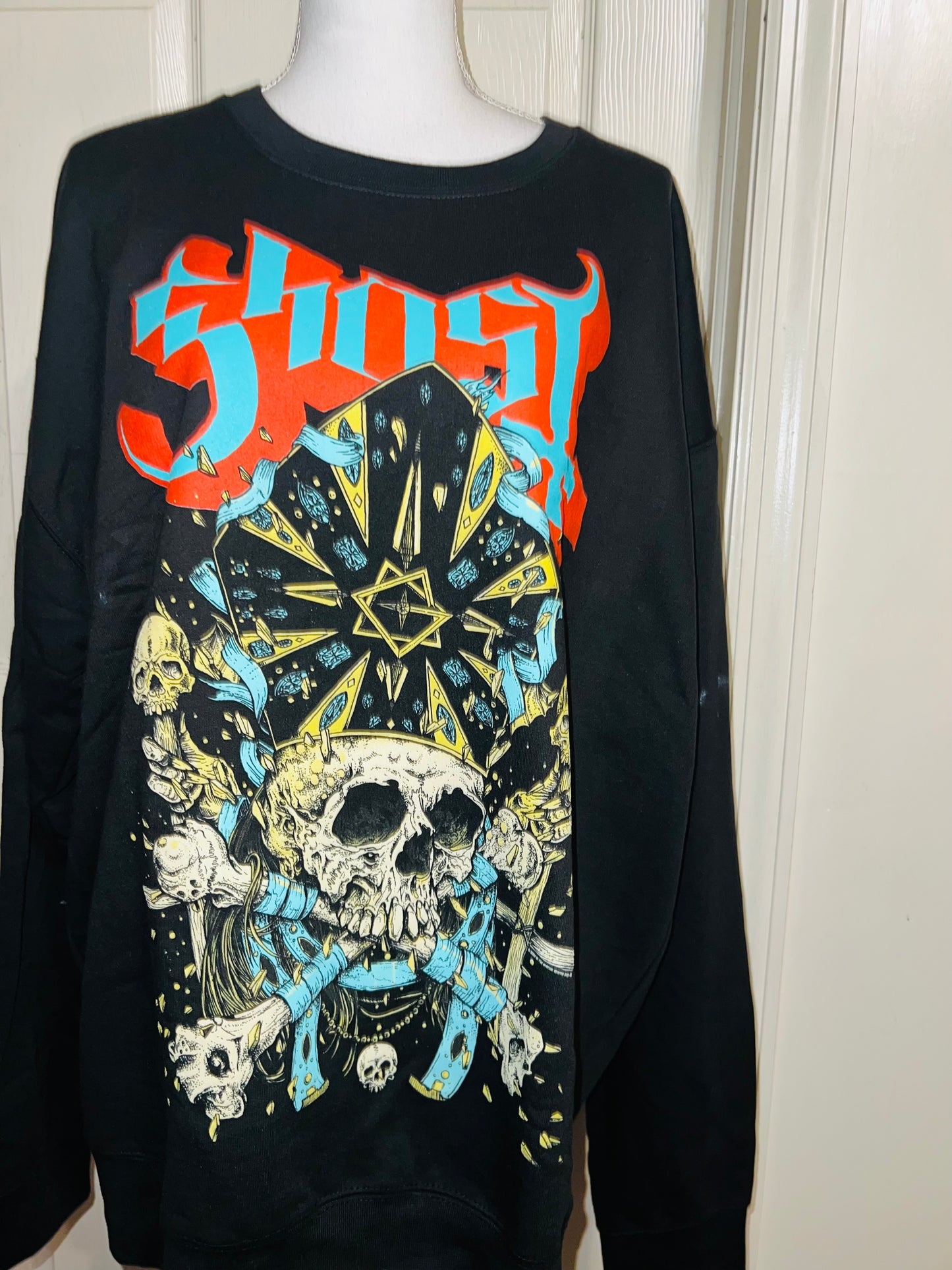 Ghost Oversized Distressed Sweatshirt