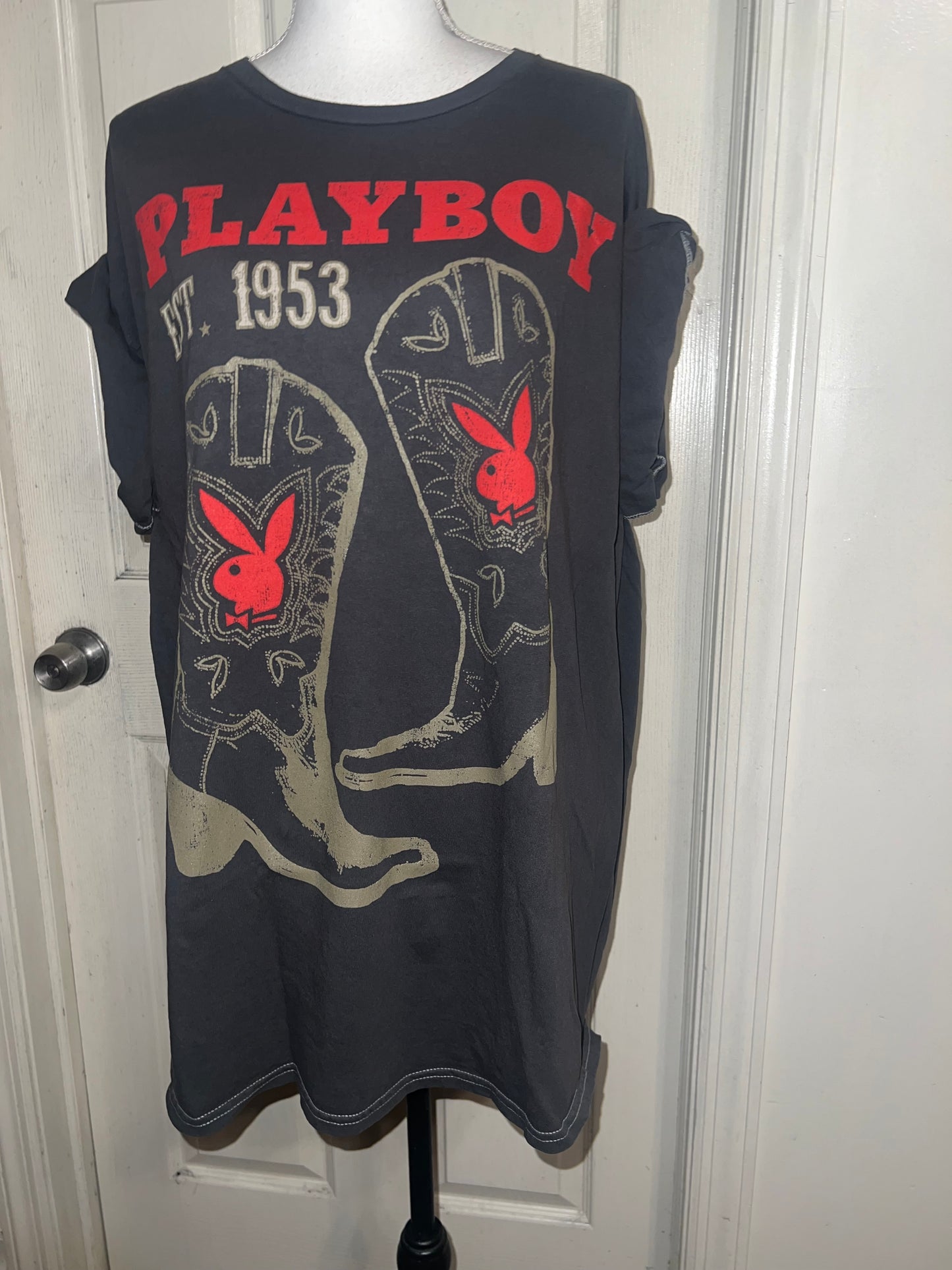 Playboy Cowboy Oversized Distressed Tee