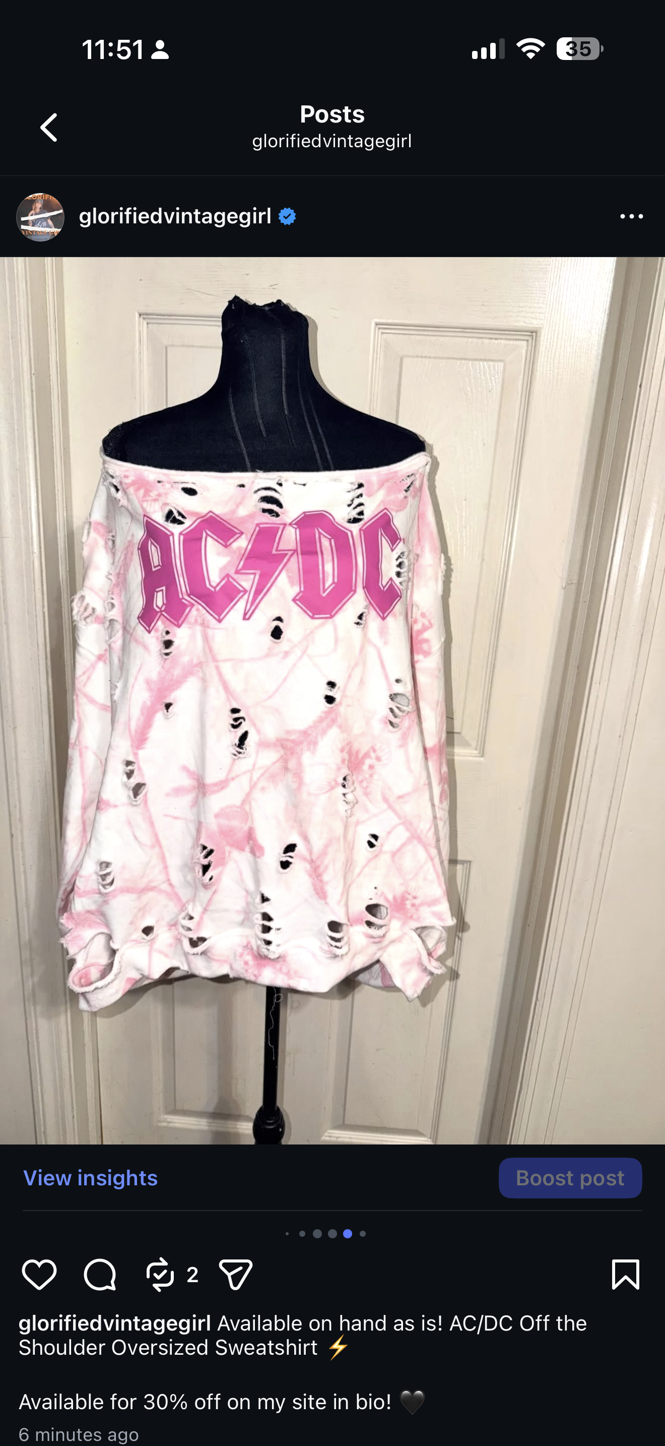 AC/DC OFTS Oversized Distressed Sweatshirt