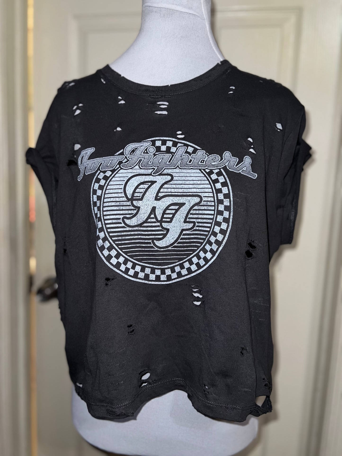 Foo Fighters Oversized Distressed Baby Tee