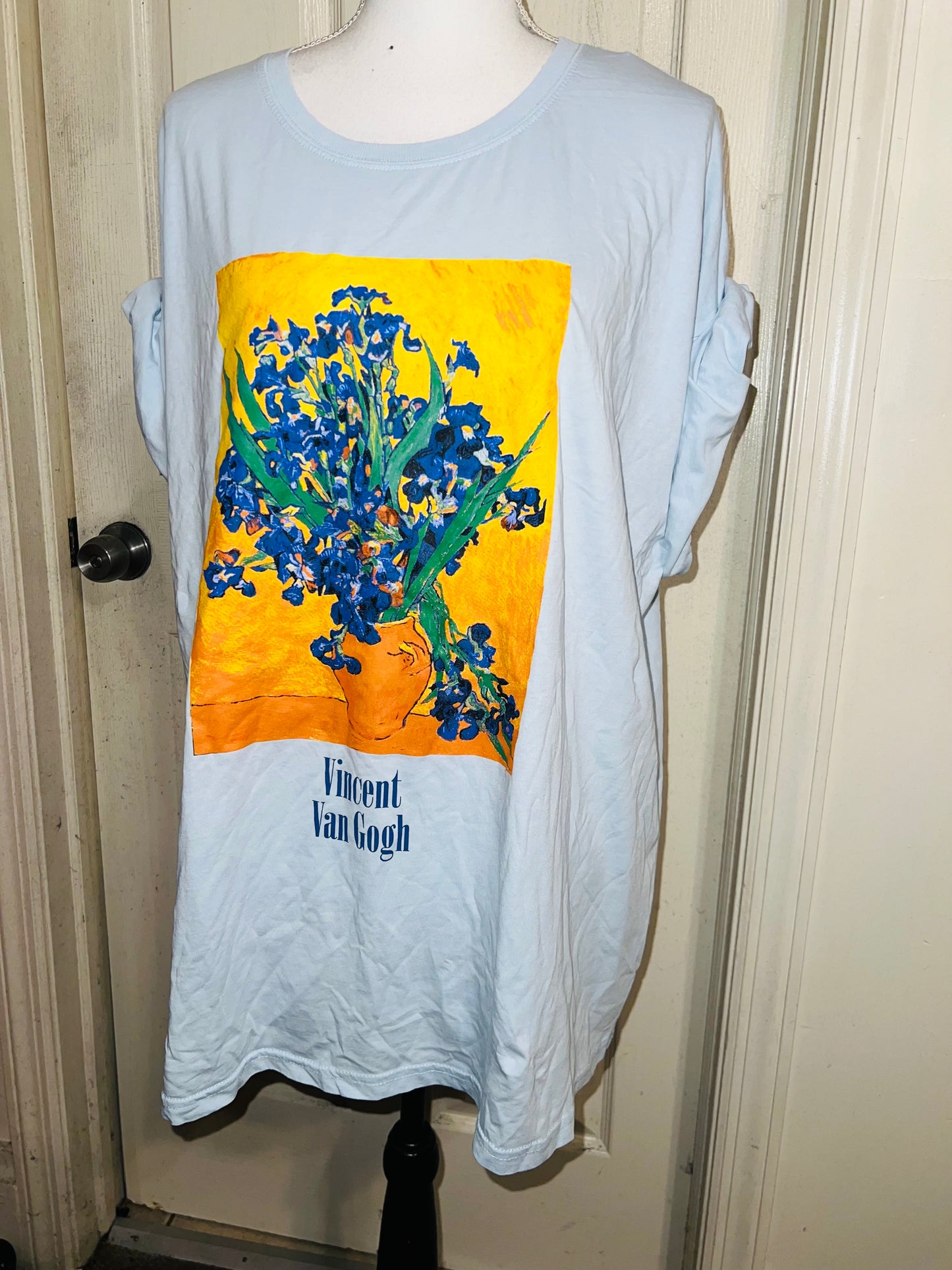 Vincent Van Gogh Irises Oversized Distressed Tee