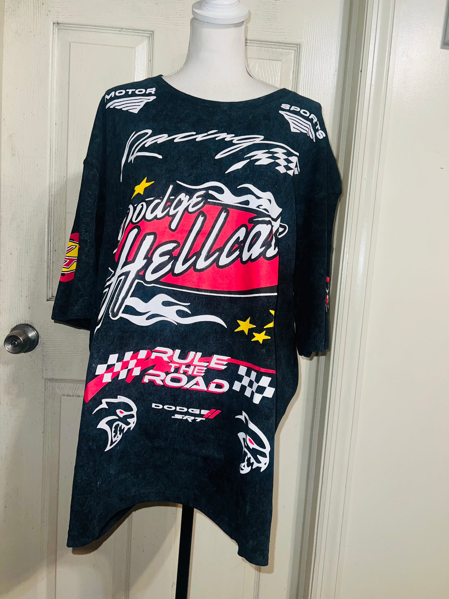 Dodge Hellcat Racing Oversized Distressed Tee  on